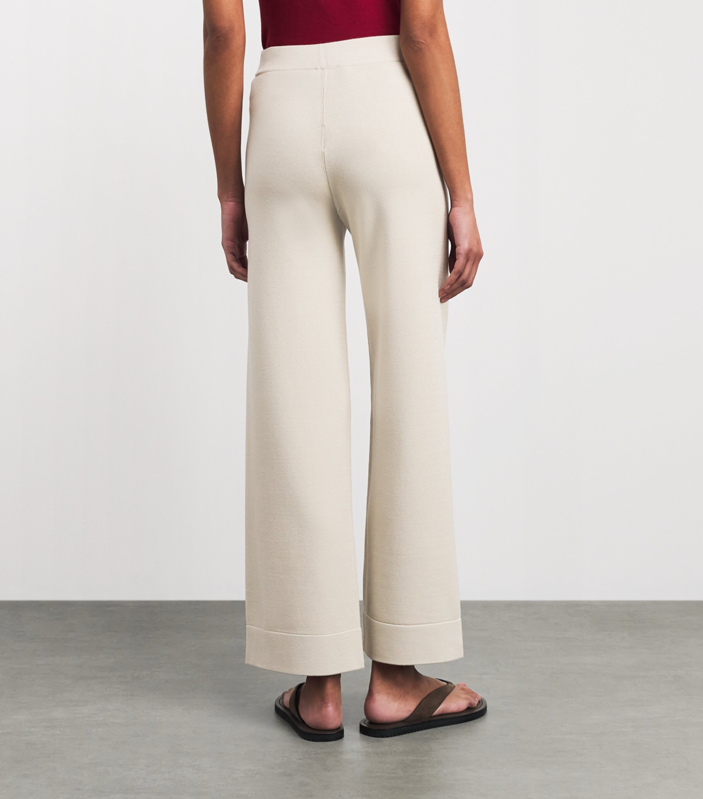 MM Womens Knitted Wide-Leg Trousers Ivory Image 5