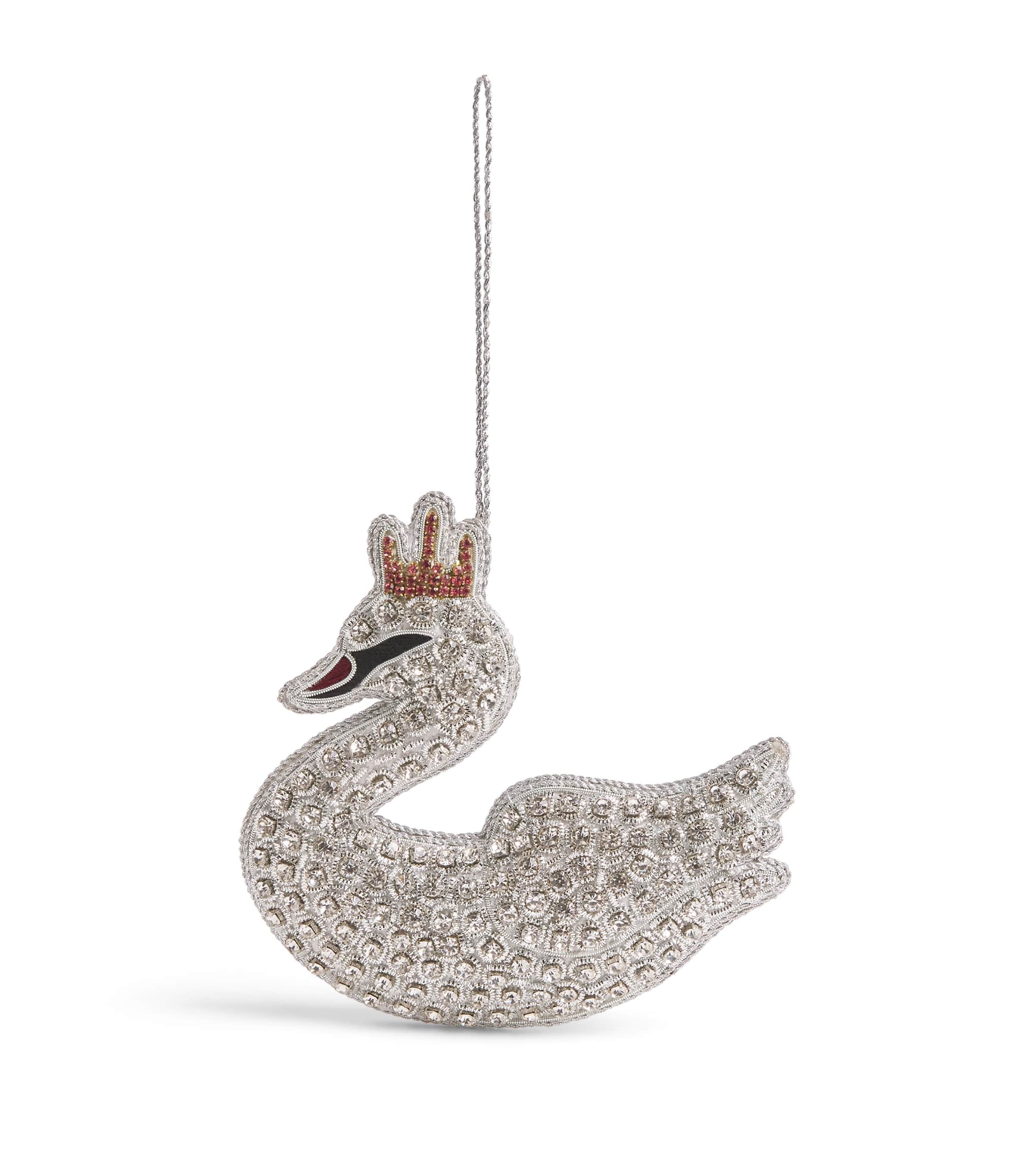 Tinker Tailor Crystal-Embellished Swan Tree Decoration Silver & Pink Image 1