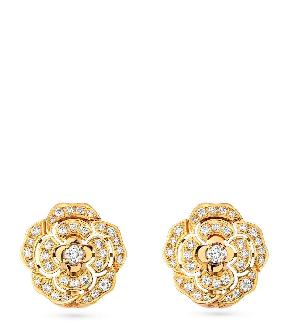 Yellow Gold and Diamond Camélia Earrings YELLOW Image 1
