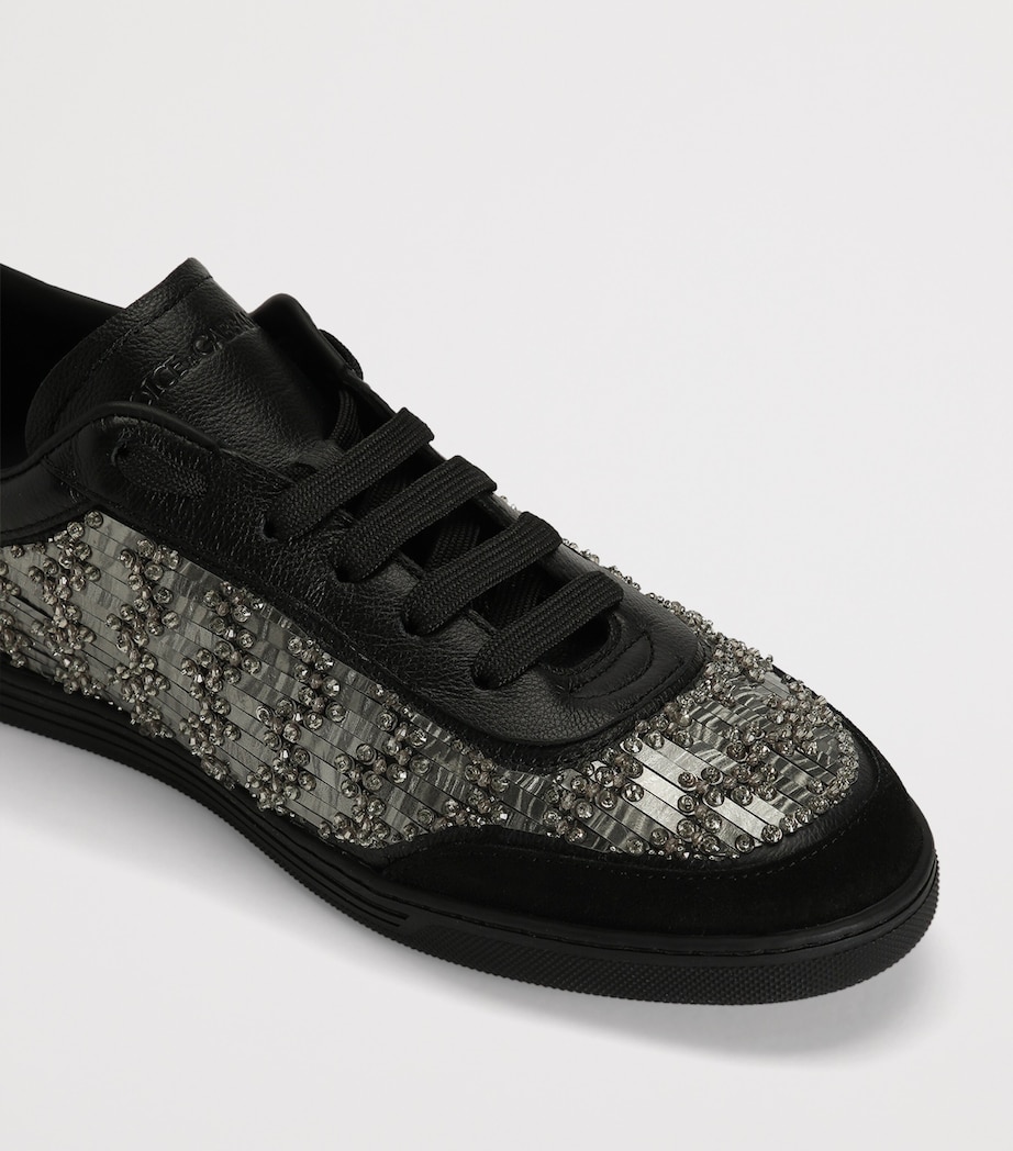 Dolce&Gabbana Leather Embellished Saint Tropez Sneakers Nero/piom Image 4