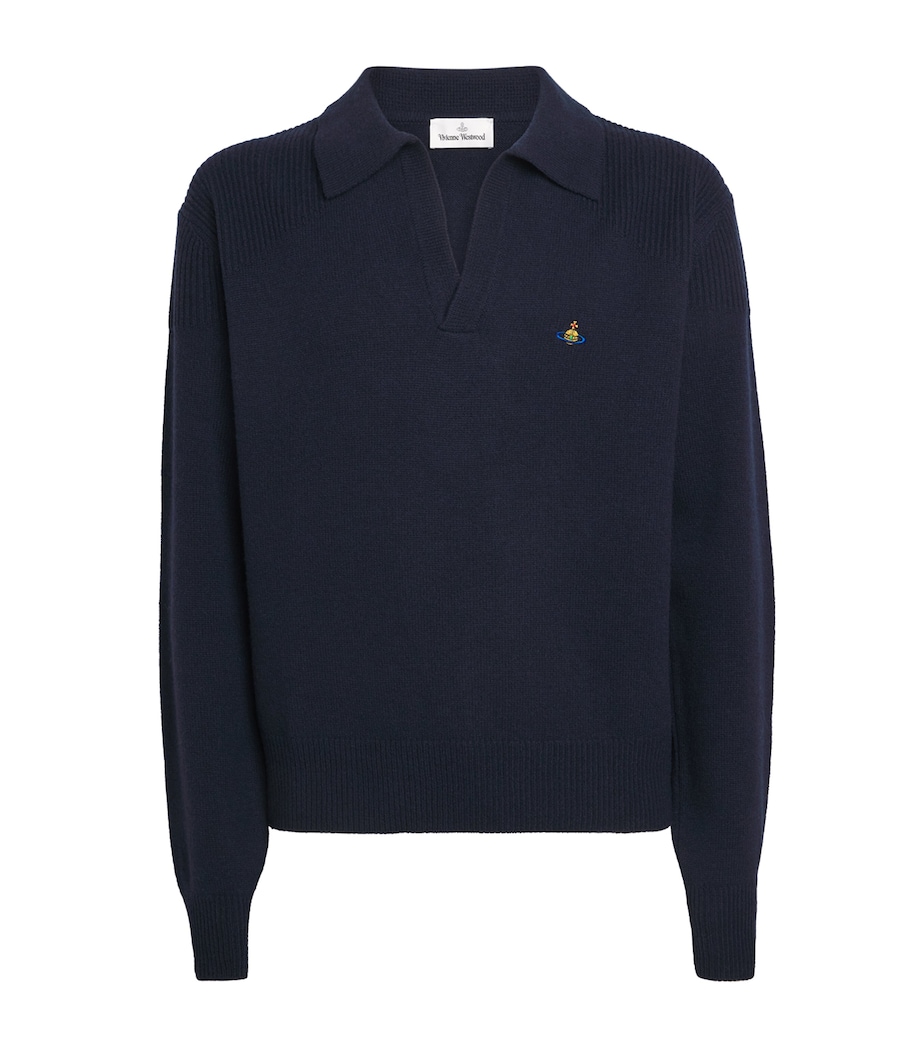 Merino Wool-Cashmere Orb Polo Sweater K410 NAVY Image 1