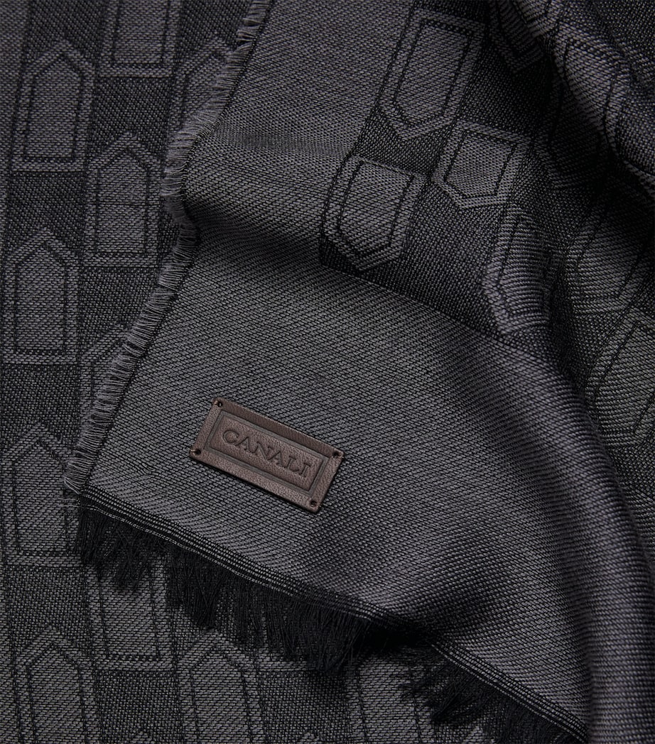 Wool-Silk-Blend Geometric Jacquard Scarf 200 Image 4