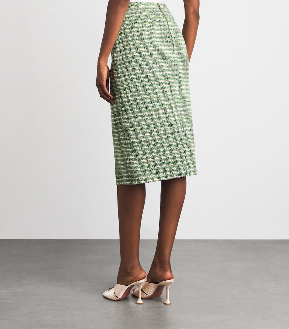 Carolina Herrera Womens Tweed Pencil Skirt Green Multi Image 5