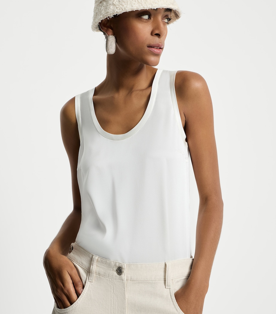 Brunello Cucinelli Womens Stretch-Silk Satin Reversible Tank Top Image 4
