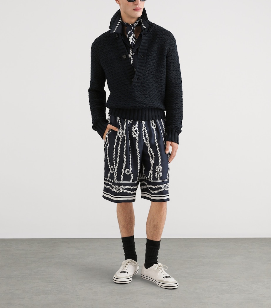 Dolce&Gabbana Mens Silk Marina Shorts Corde F.blu Na Image 2