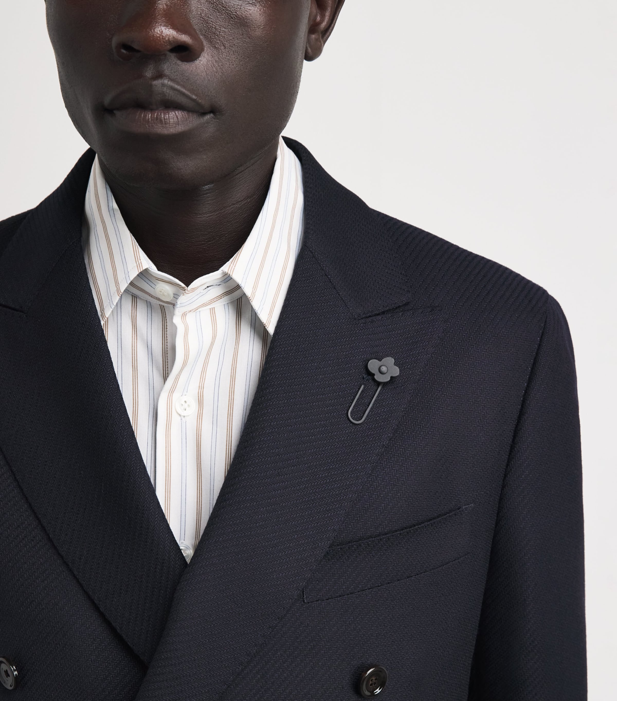 Lardini Mens Wool Double-Breasted Blazer Navy Image 3