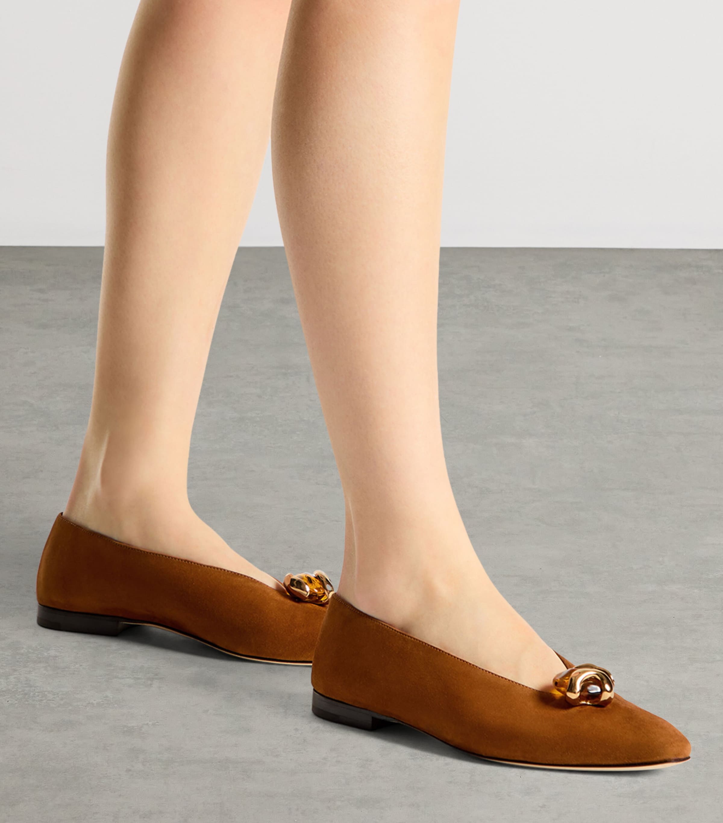 Jimmy Choo Womens Margot Suede Ballet Flats Tan/amber Image 2