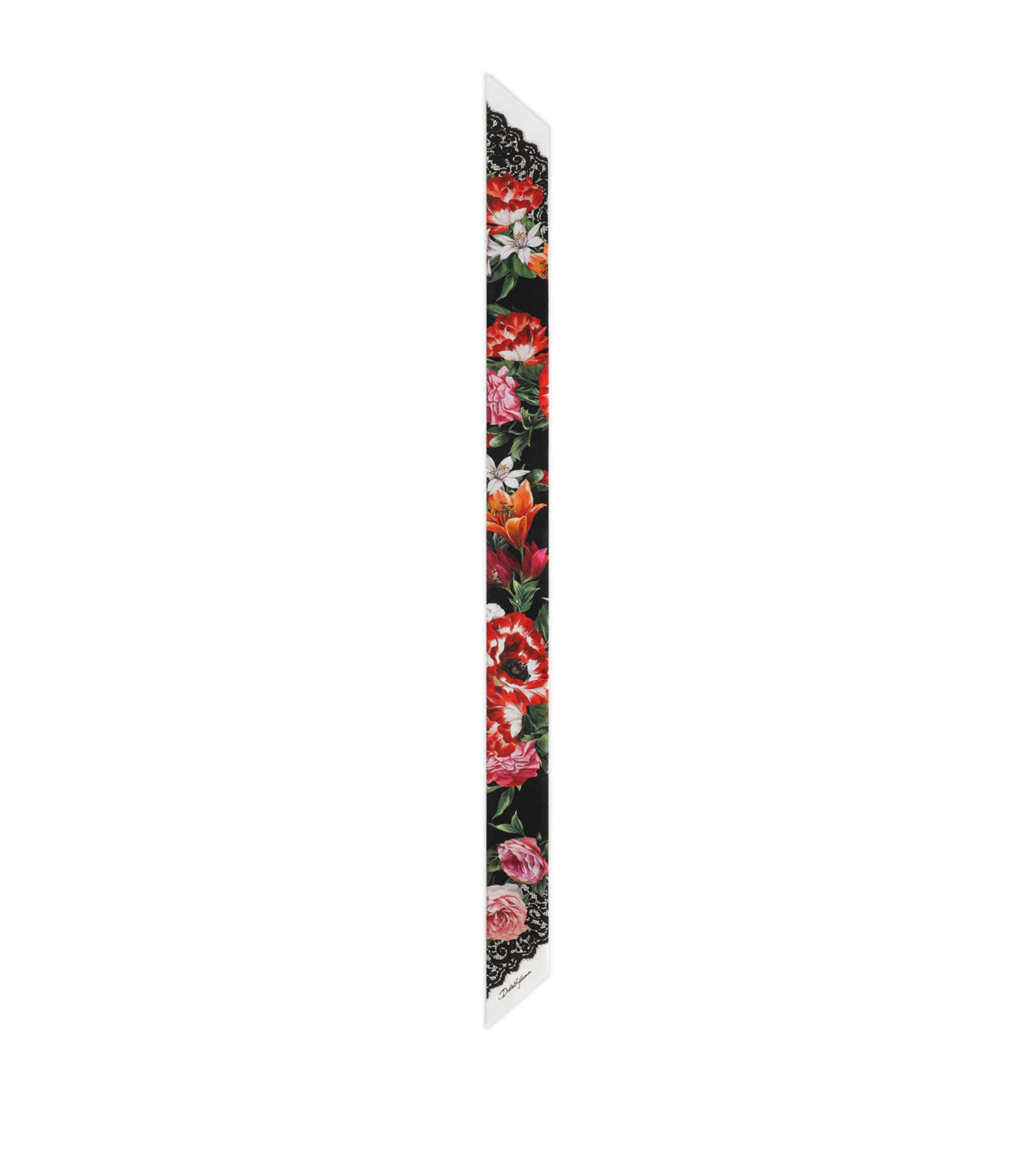Dolce & Gabbana Silk Floral Twilly In Black