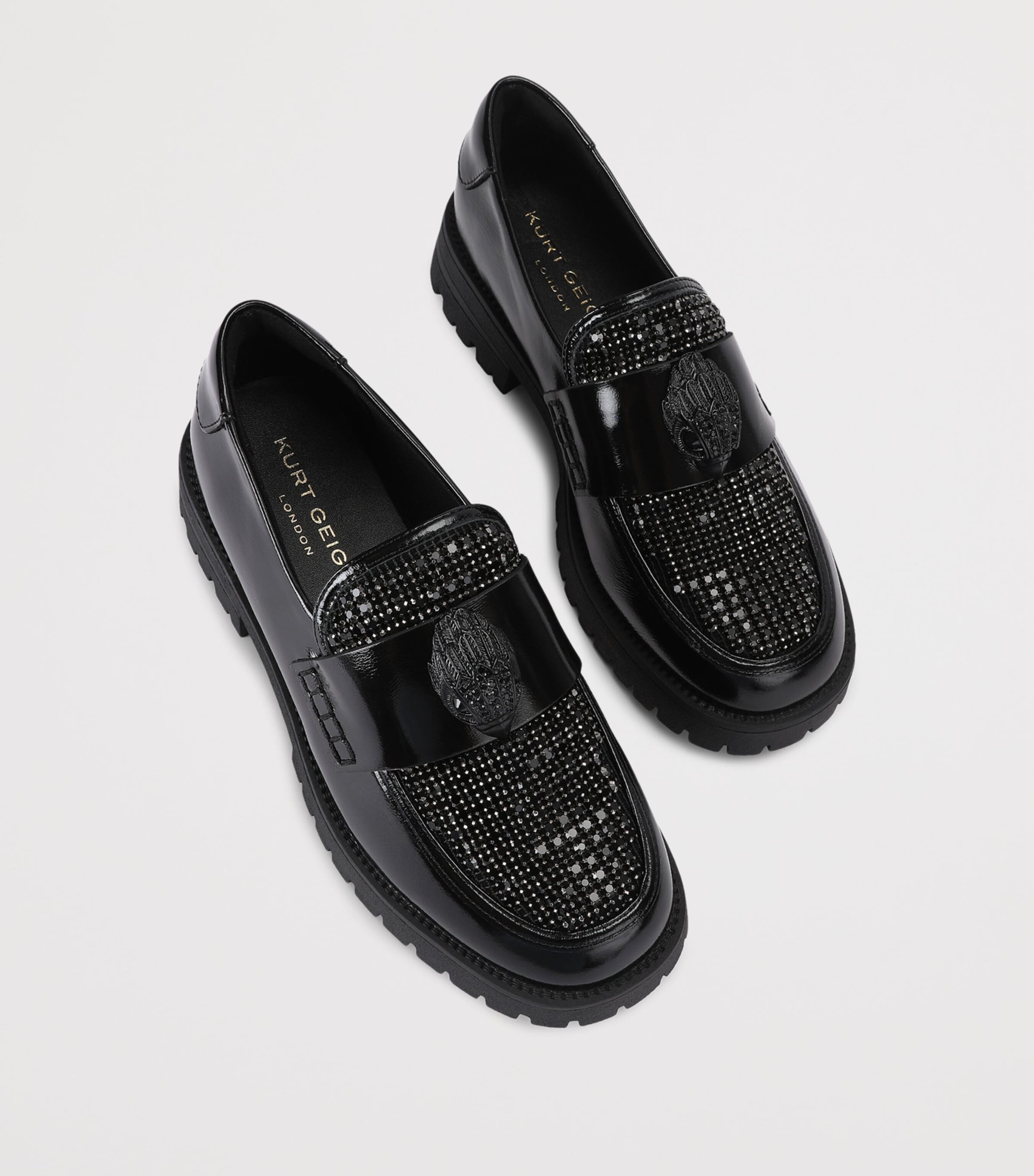 Kurt Geiger London Leather Embellished Eagle Loafers Black Image 4