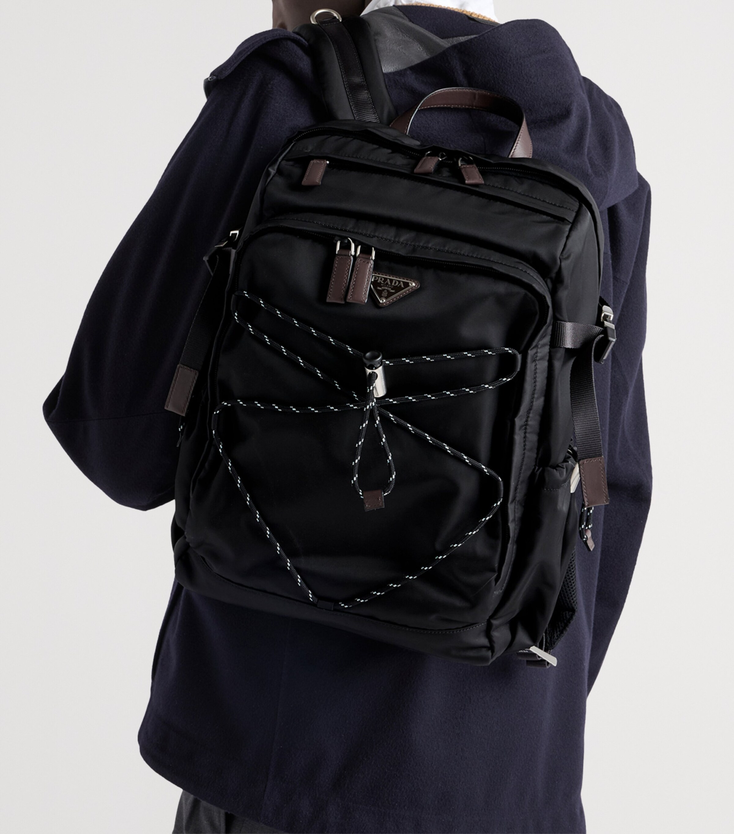 Prada Re-Nylon and Leather Drawstring Backpack Image 8