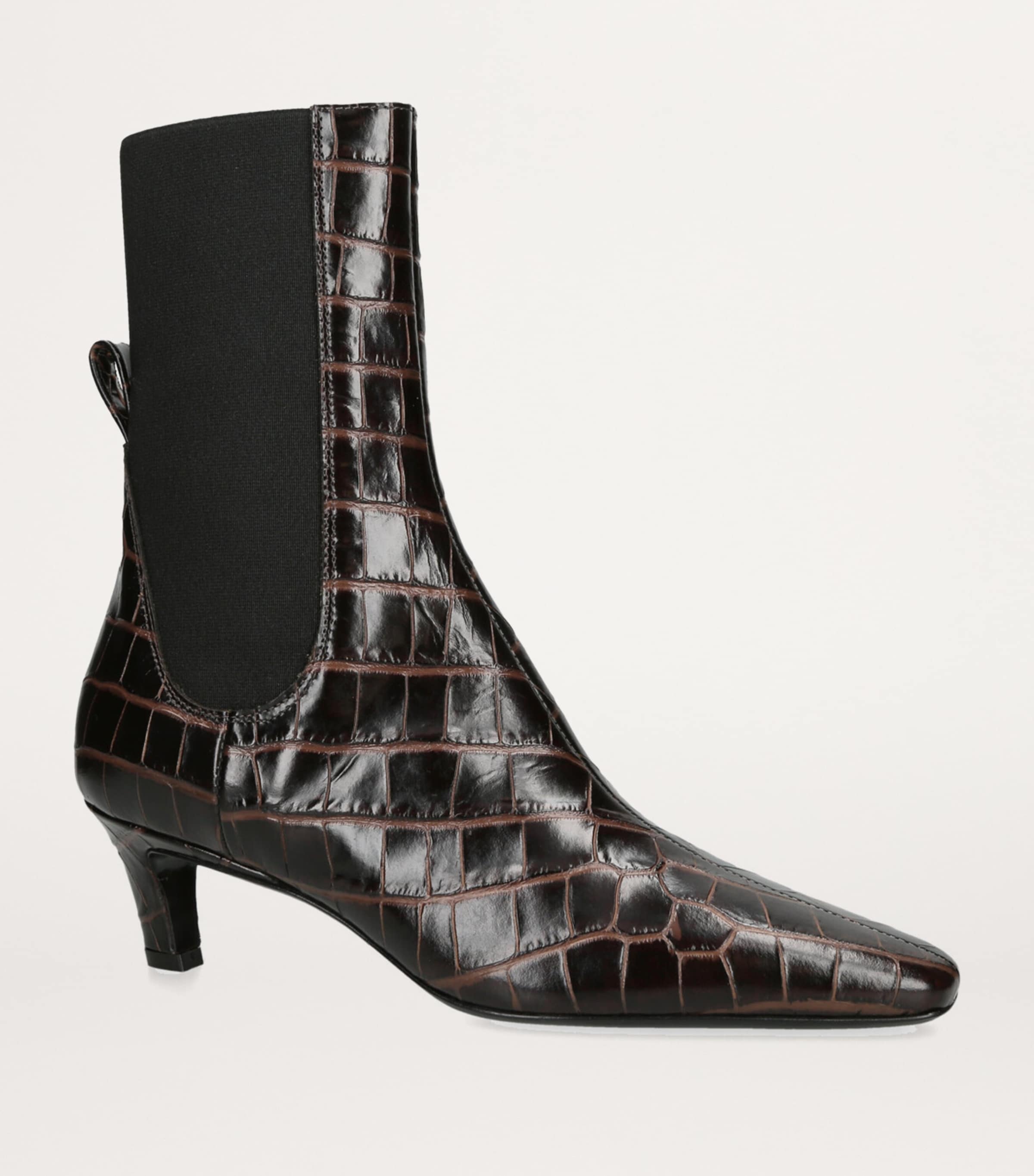 Leather The Midi Heel Boots 50 DARK BROWN Image 3