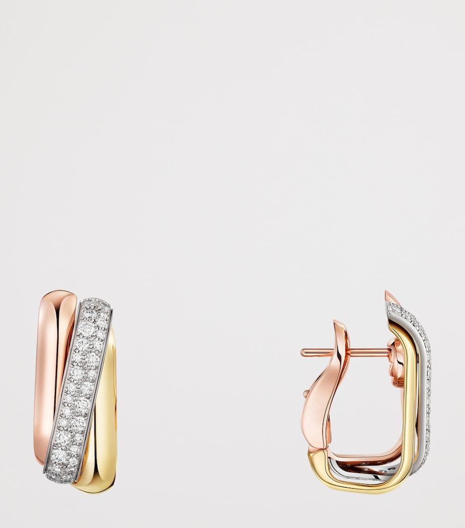 Cartier White, Rose, Yellow Gold and Diamond Trinity Box Earrings Mixed Gold Image 5