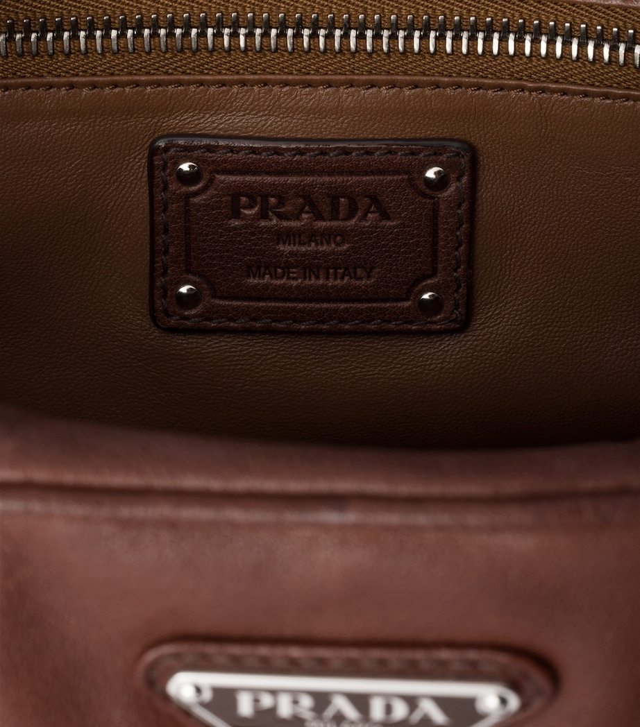 Large Washed Leather Shoulder Bag F0324 Image 5