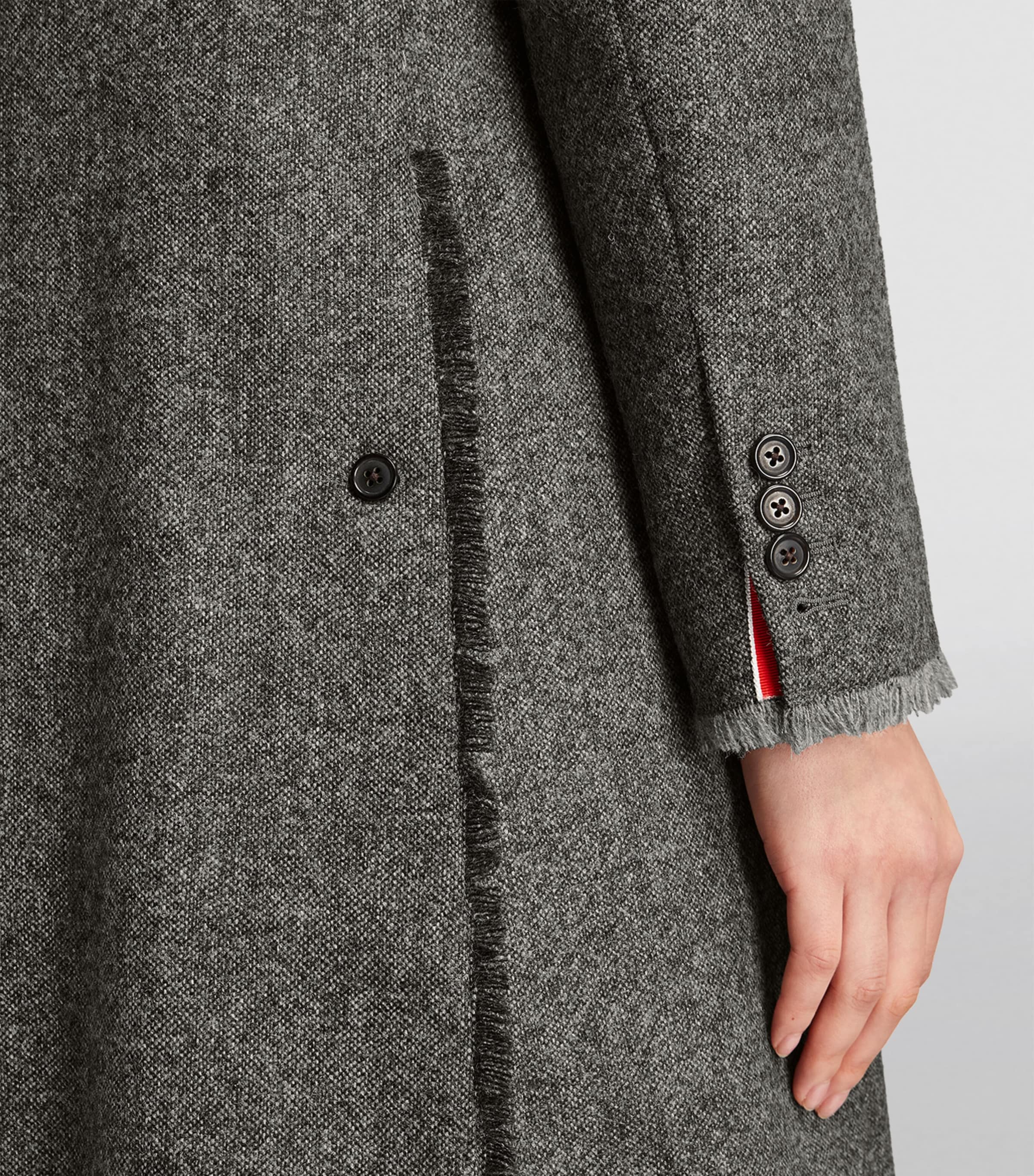 Thom Browne Grey Wide-Lapel Overcoat | Harrods US