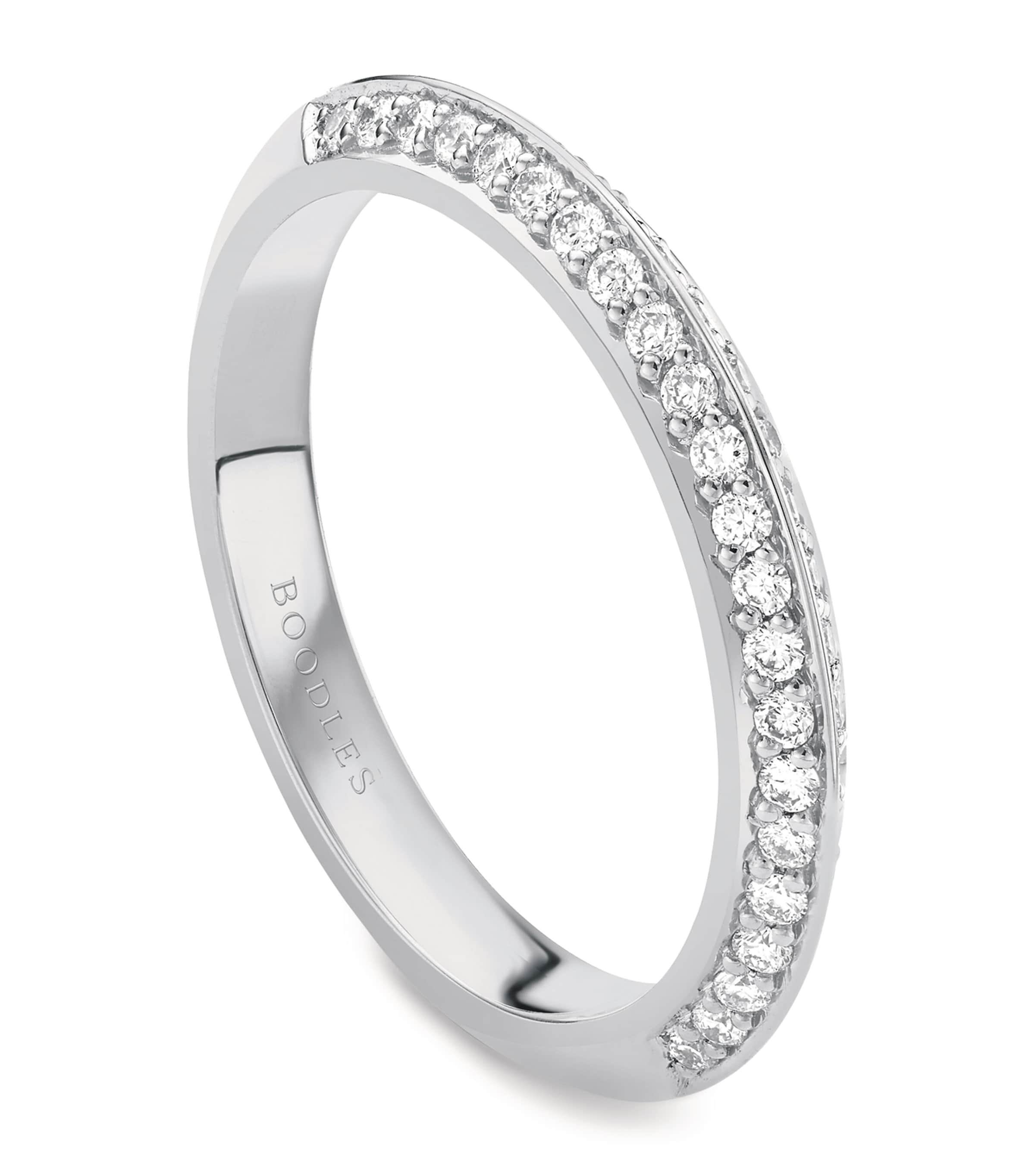 Boodles Platinum And Diamond Petal Wedding Ring In Silver