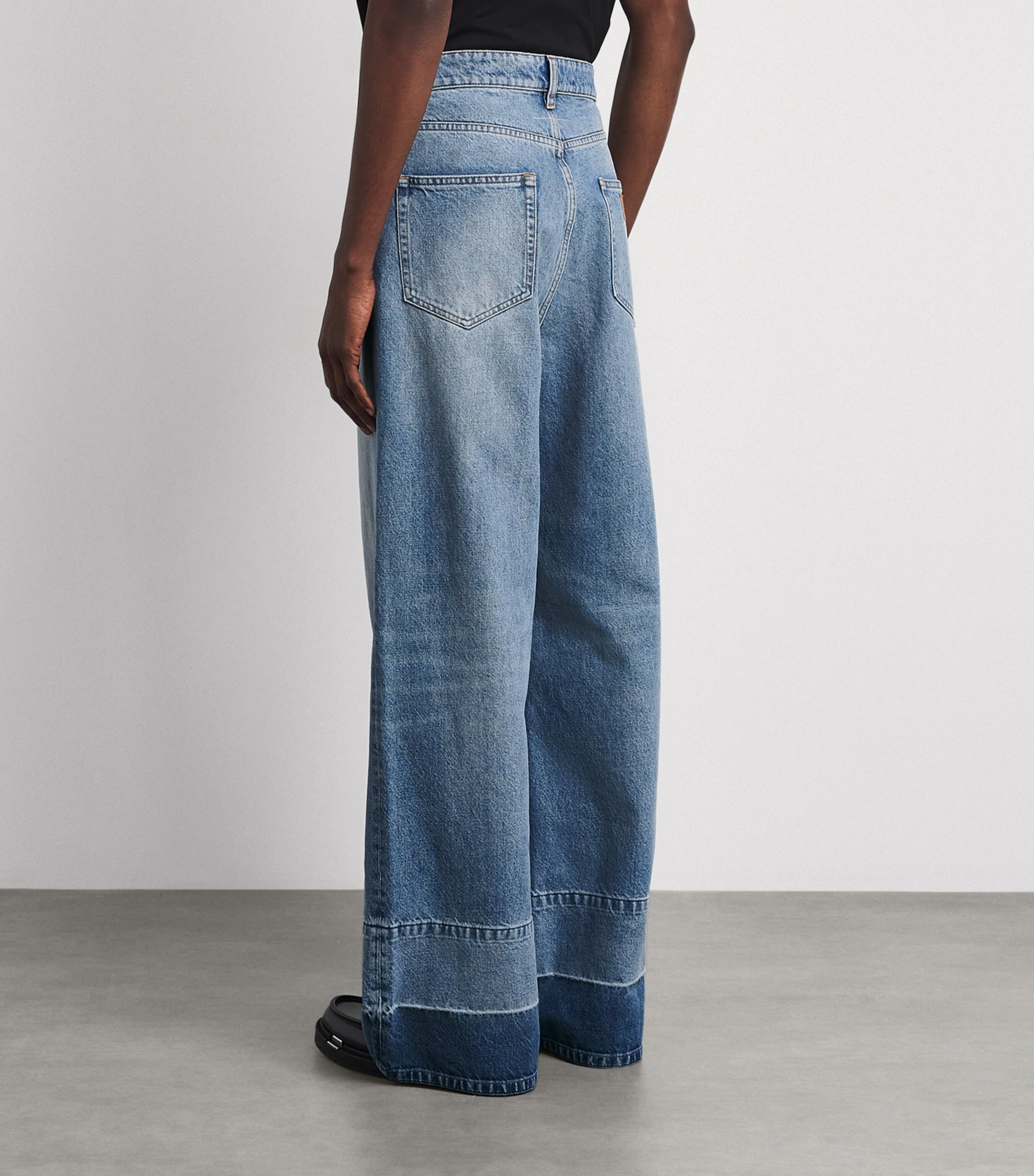 MM6 Maison Margiela Mens Panelled Wide-Leg Jeans Blue Image 5