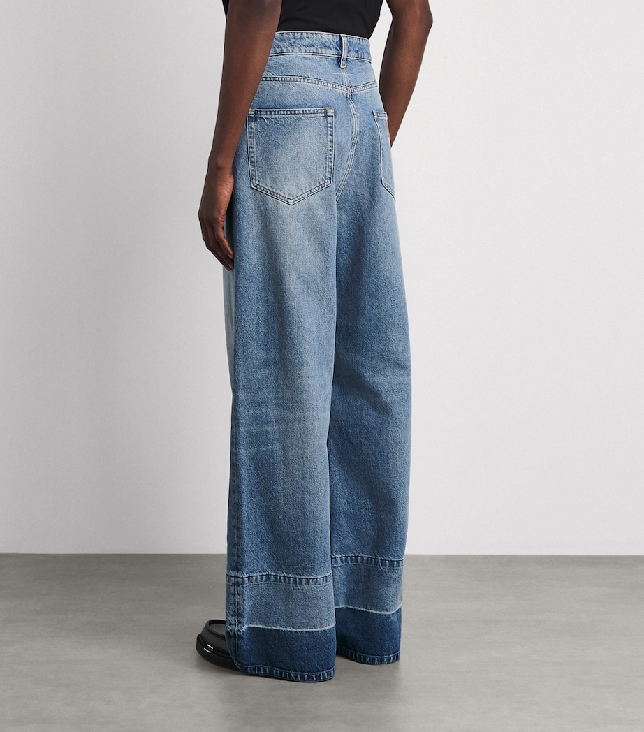 MM6 Maison Margiela Mens Panelled Wide-Leg Jeans Blue Image 5