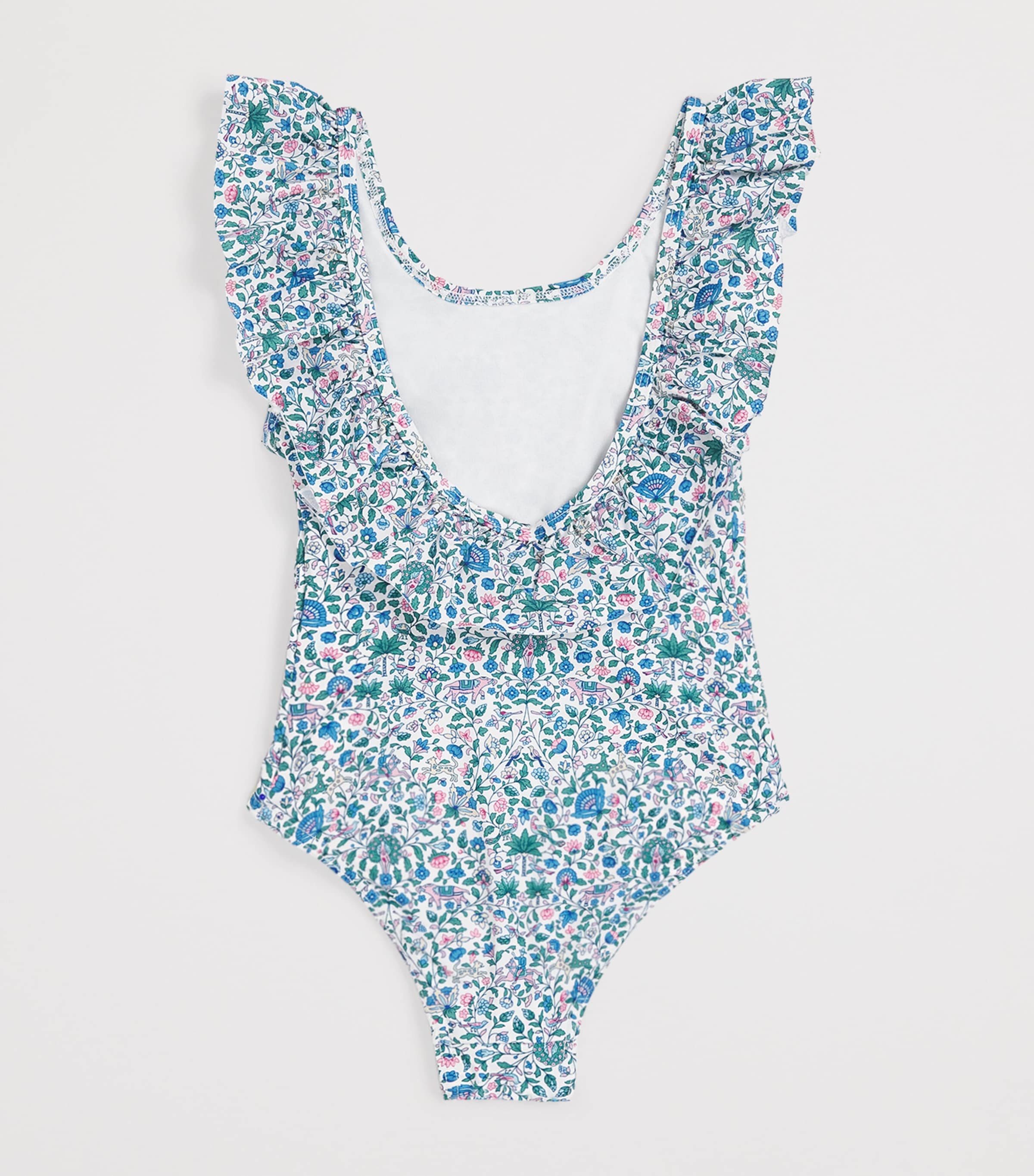 Floral Ruffle-Trim Swimsuit (3-12 Years) 1BLANC Image 2