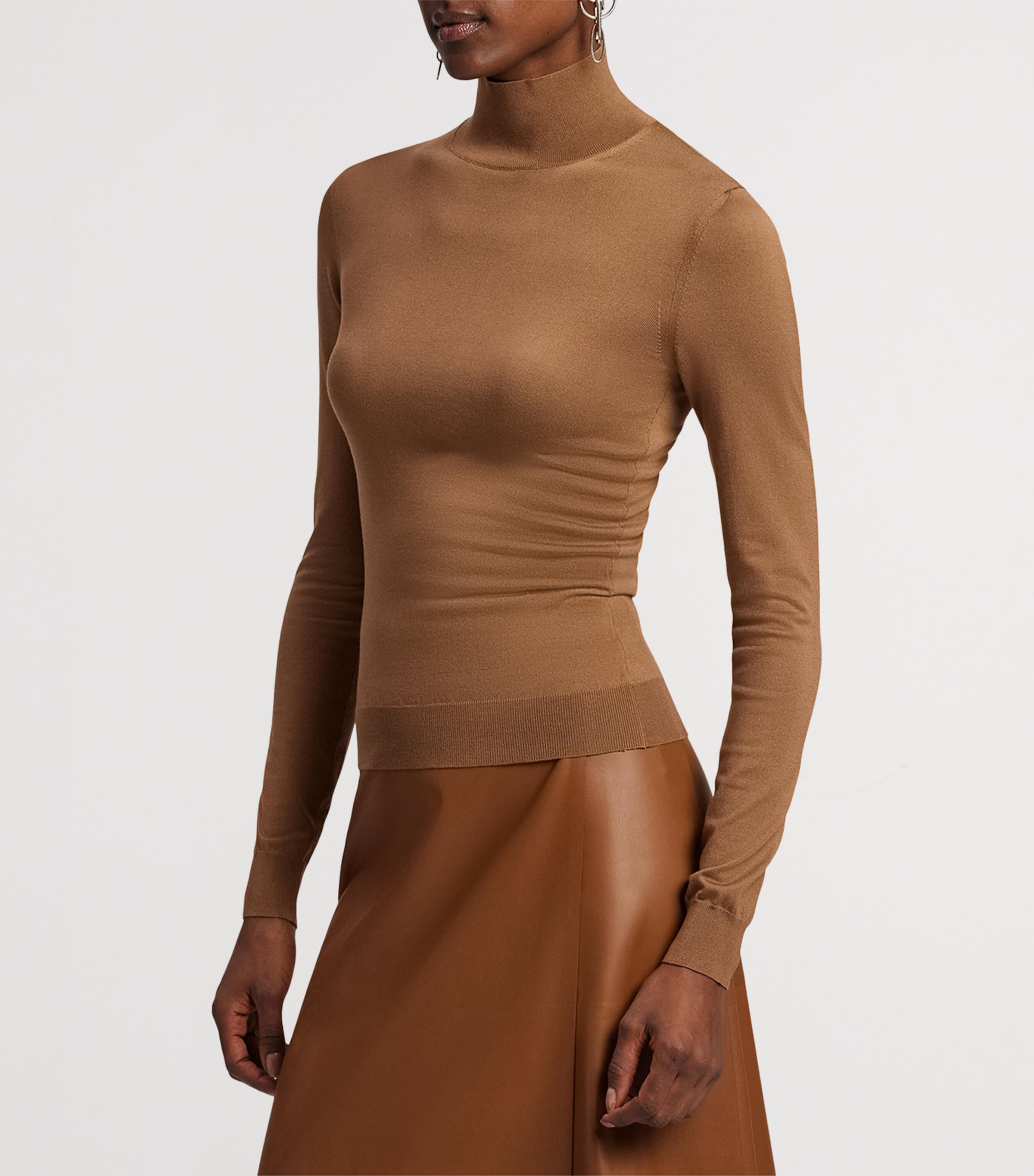 Silk-Blend Rollneck Sweater LIGHT TOFFEE Image 6