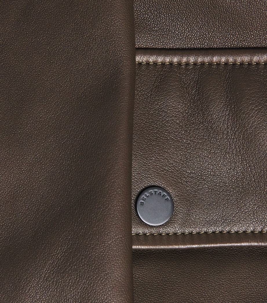 Belstaff Mens Leather Pilot Jacket Faded Olivefdoli Image 6
