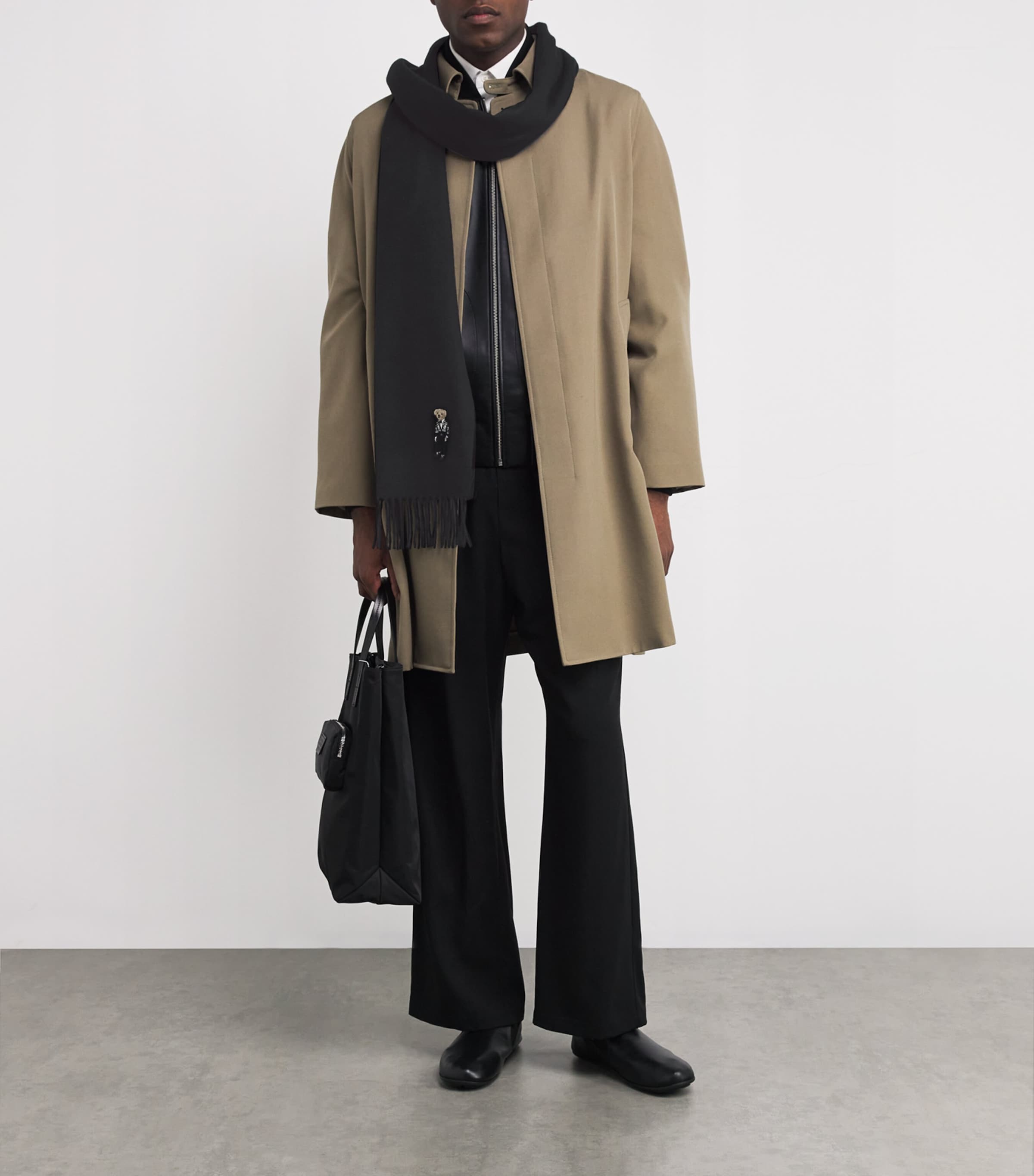 Ralph Lauren Purple Label Black Cashmere Polo Bear Scarf Harrods HK