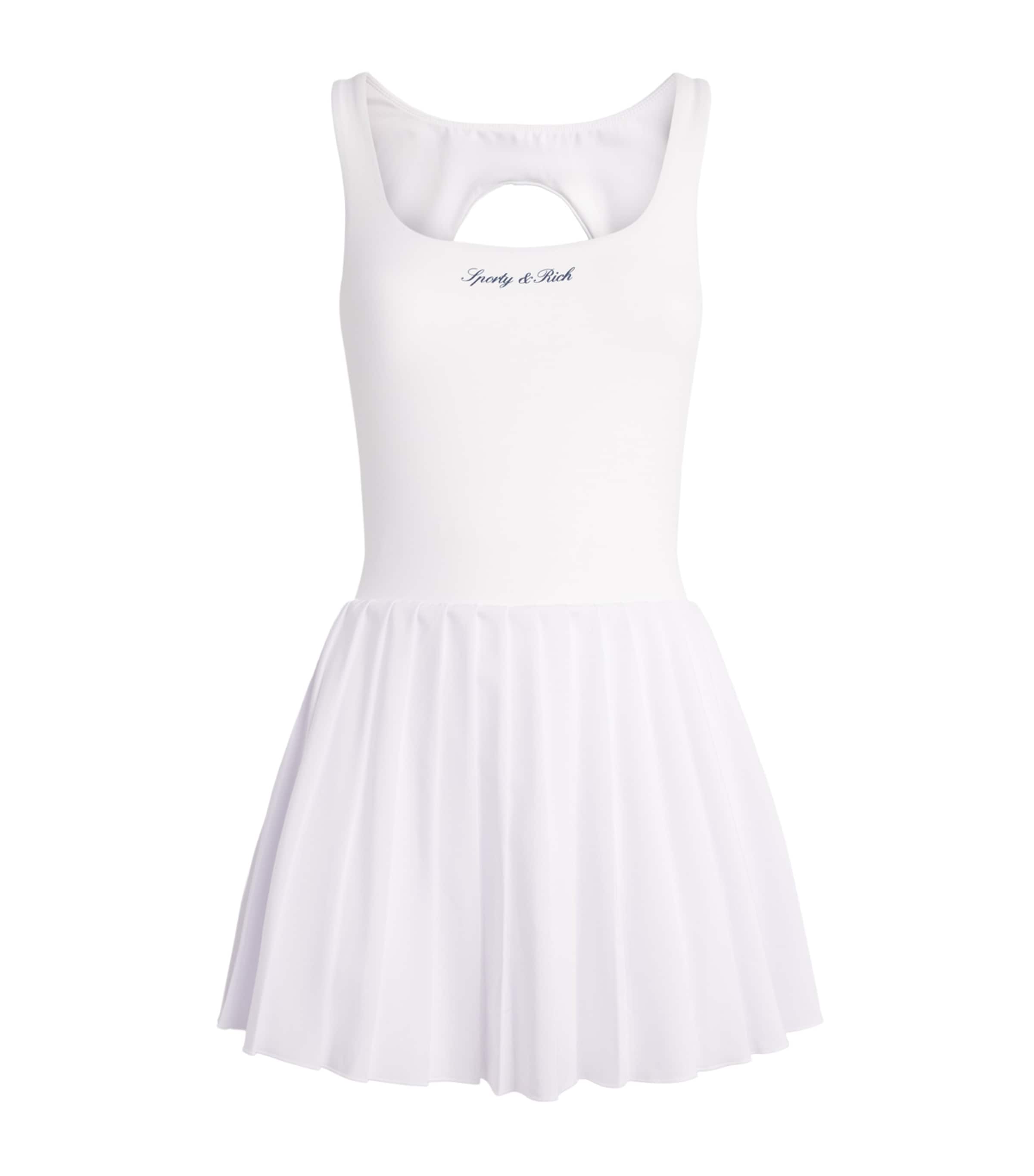 Sporty & Rich Womens Logo Court Mini Dress White Dark Navy Image 1