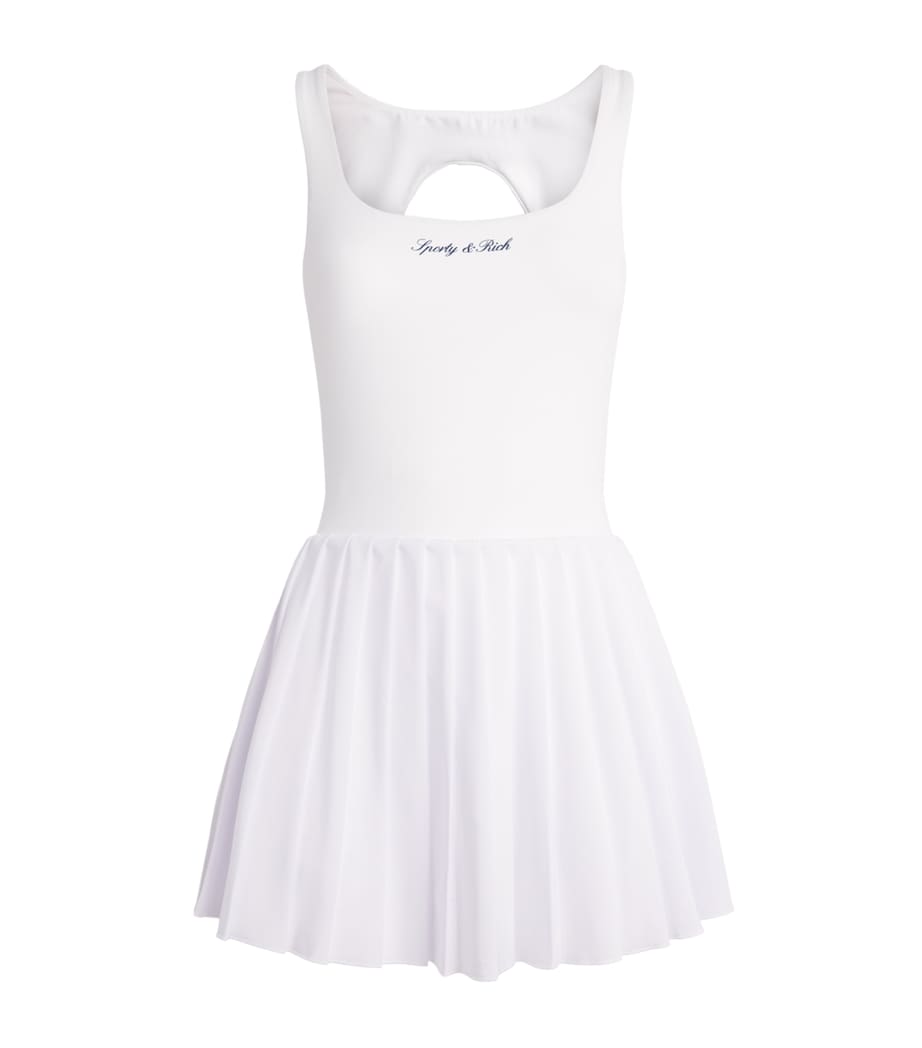Sporty & Rich Womens Logo Court Mini Dress White Dark Navy Image 1