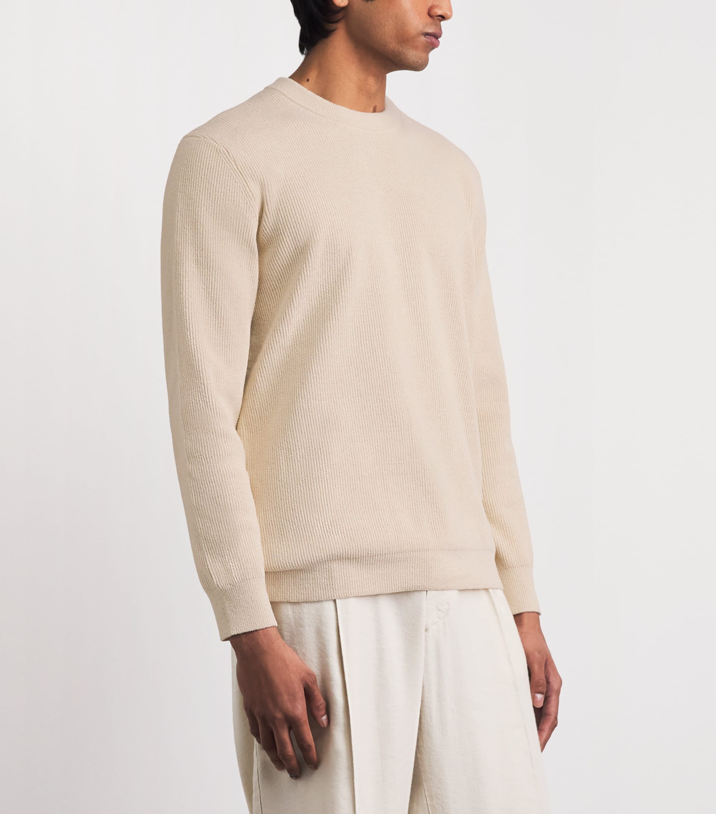 NN07 Mens Soft Ribbed Danny Sweatshirt Ivory Image 4