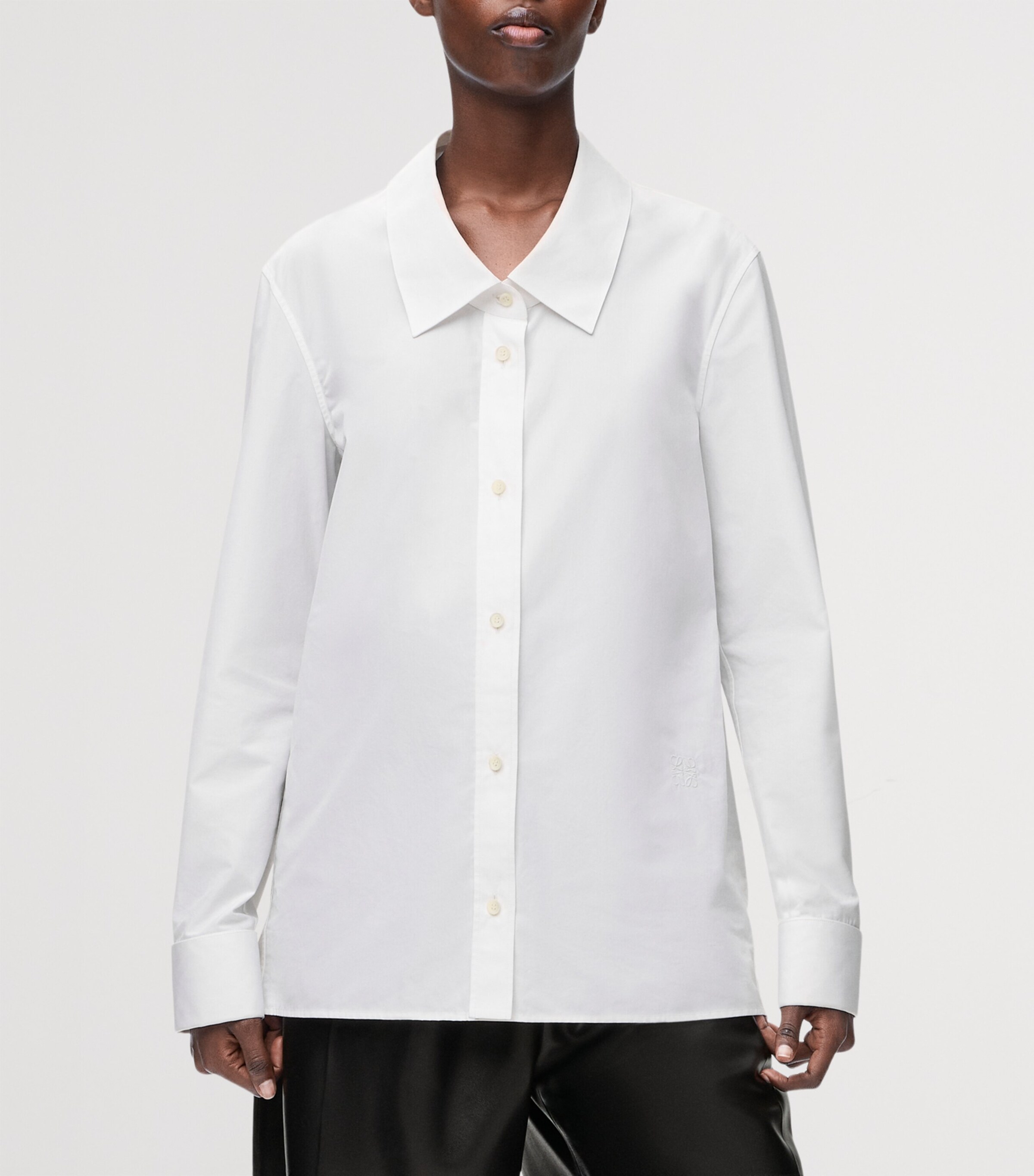 Cotton Cufflink-Detail Shirt WHITE Image 3