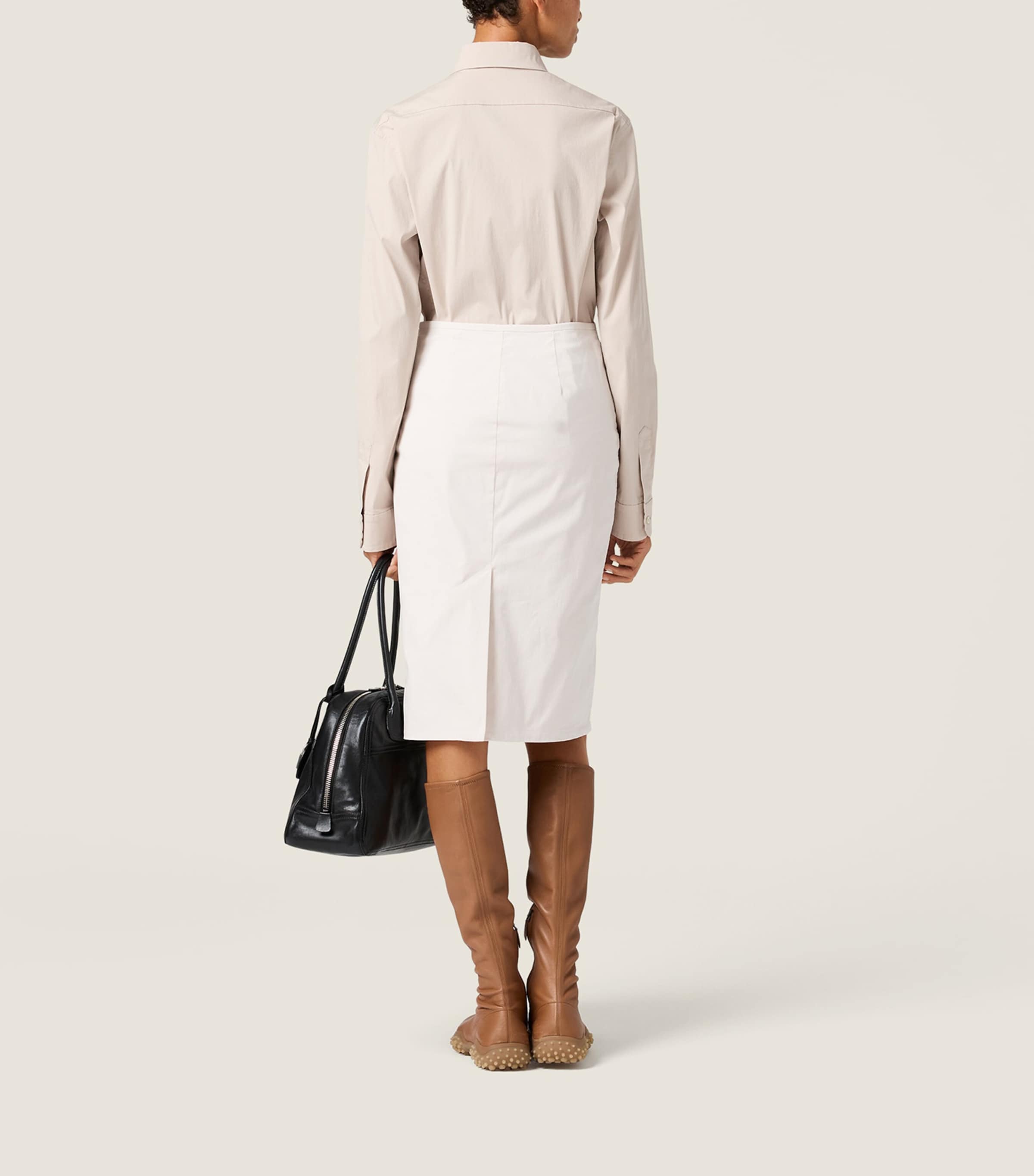 Miu Miu Womens Stretch-Poplin Shirt Neutral Image 3