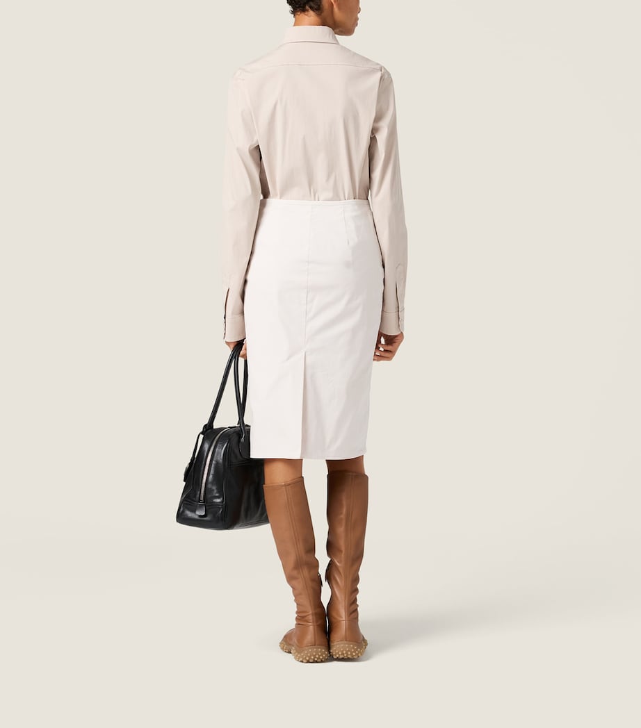 Miu Miu Womens Stretch-Poplin Shirt Neutral Image 3