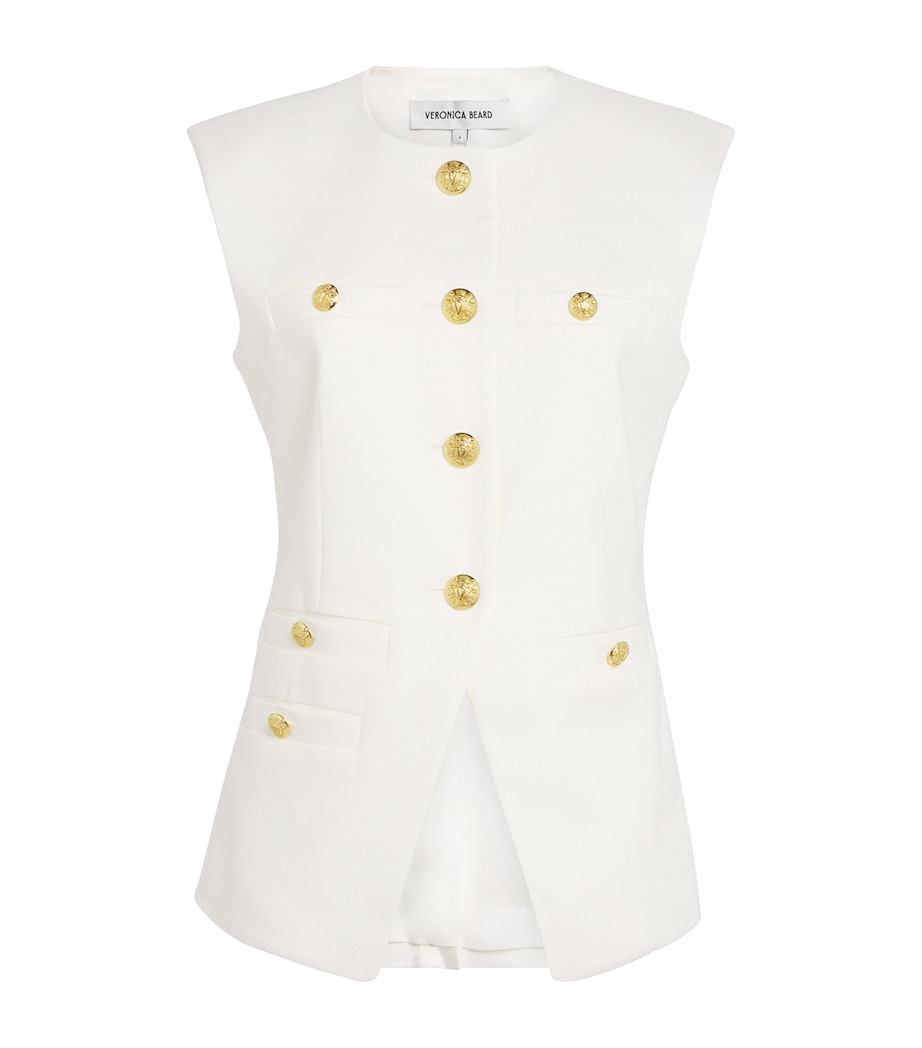 Linen-Blend Sleeveless Tamara Blazer W0002 OFF WHITE Image 1