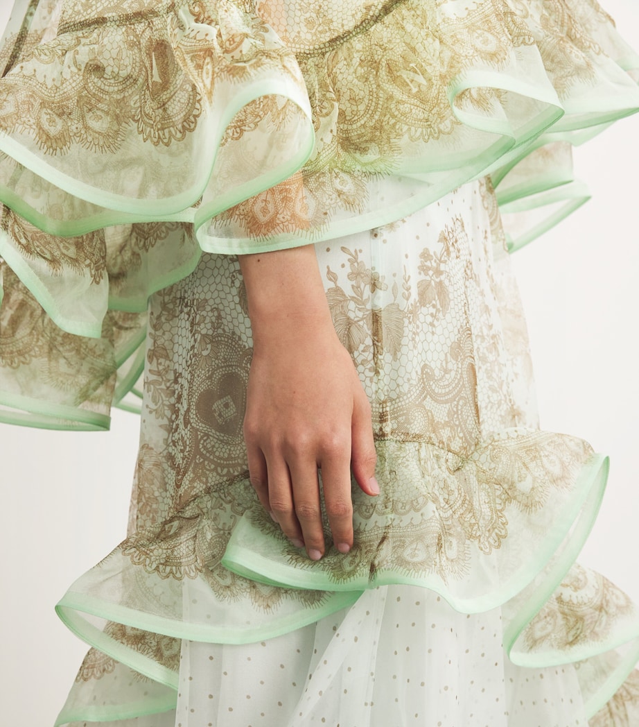 Silk Flutter Maxi Skirt MNTLACPRIMNT LCEPRNT Image 6