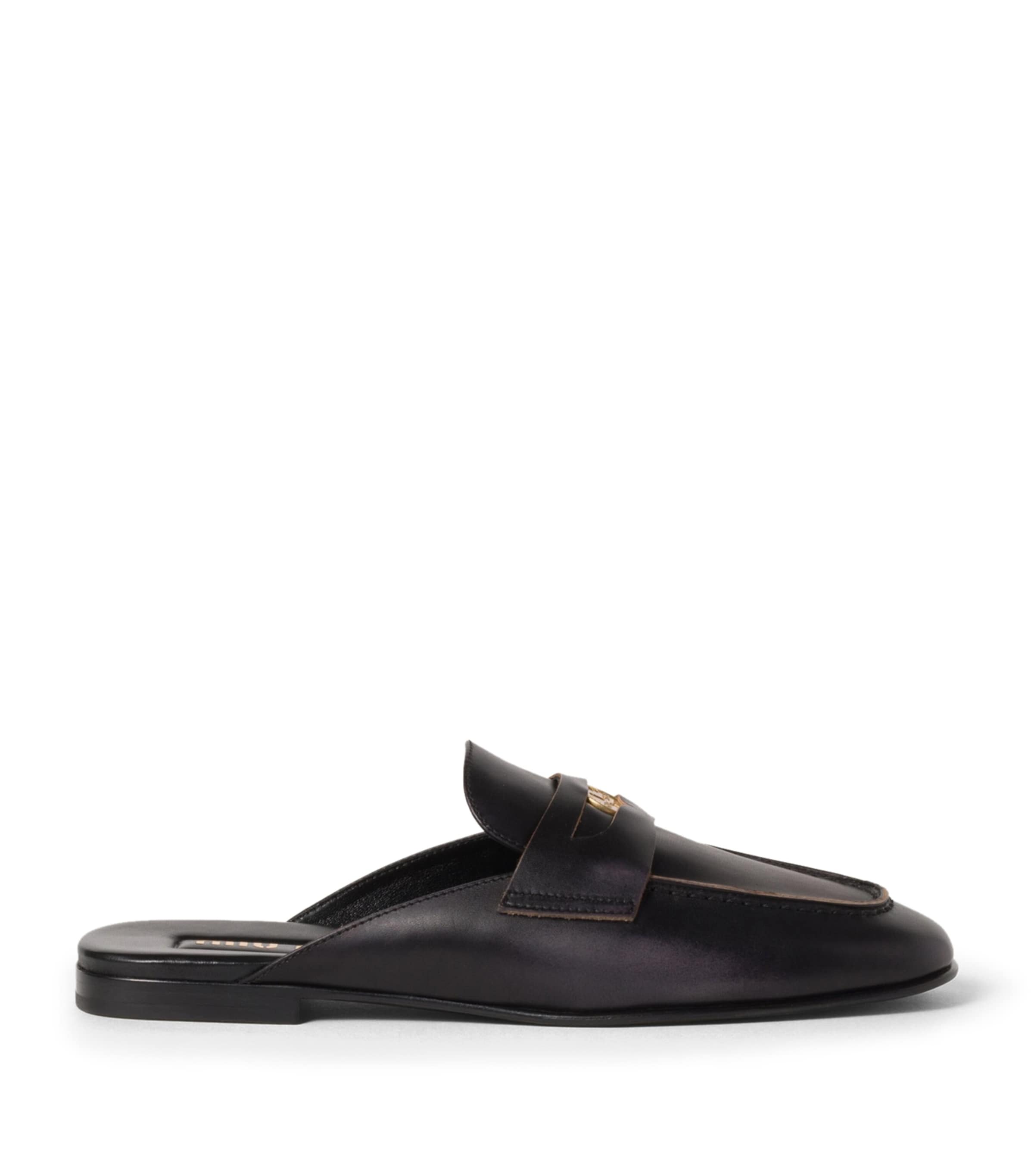 Miu Miu Backless Leather Loafers In Black