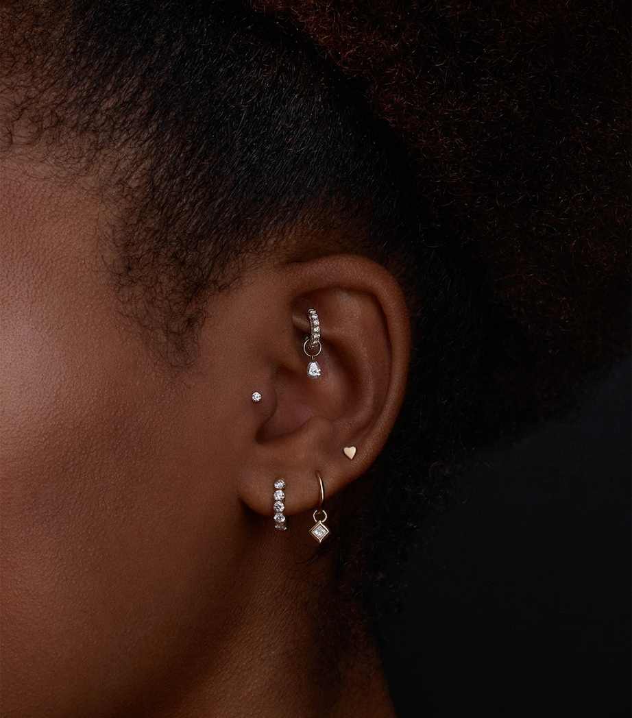 White Gold Invisible Set Large Diamond Eternity Hoop Earring (8mm) WHITE GOLD Image 2