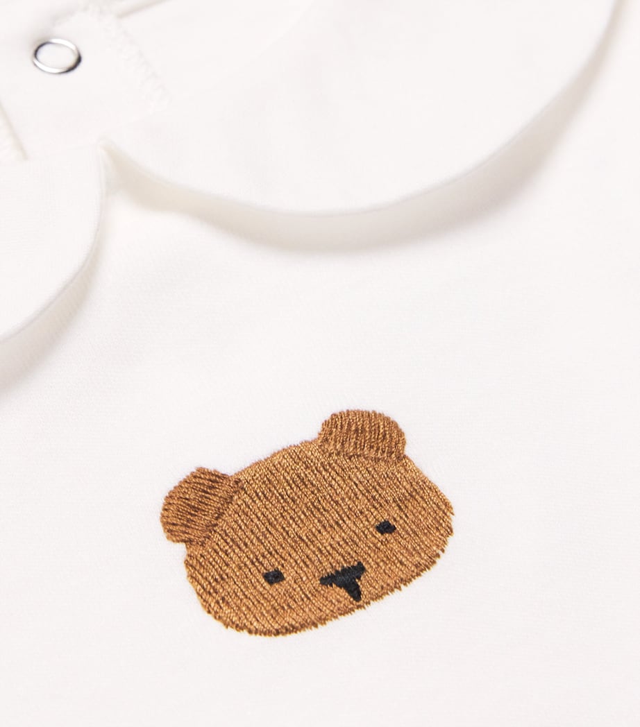 Donsje Cotton Davo Bear Bodysuit (0-18 Months) White Image 3