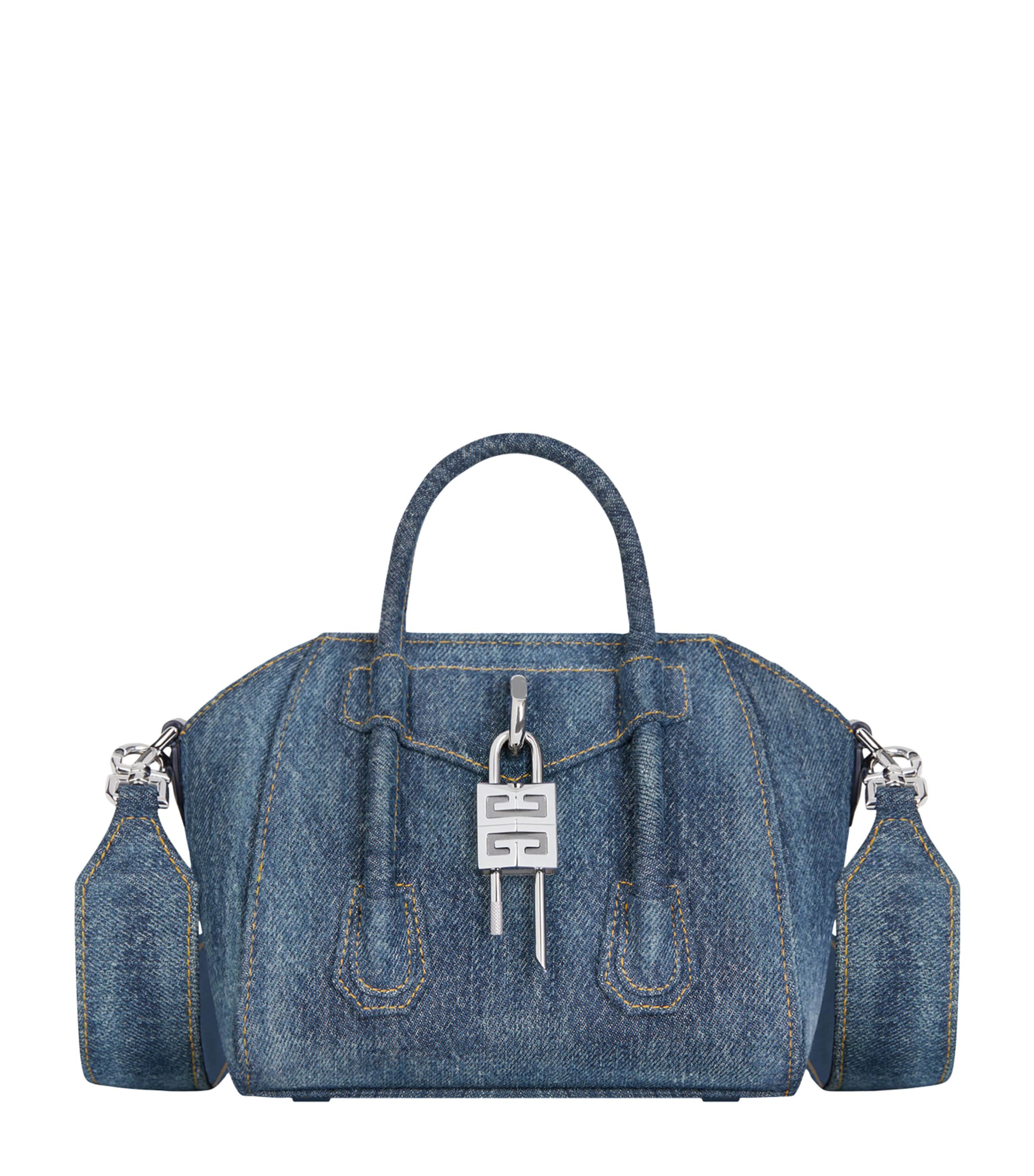 Givenchy Antigona Toy Lock Bag In Washed Denim