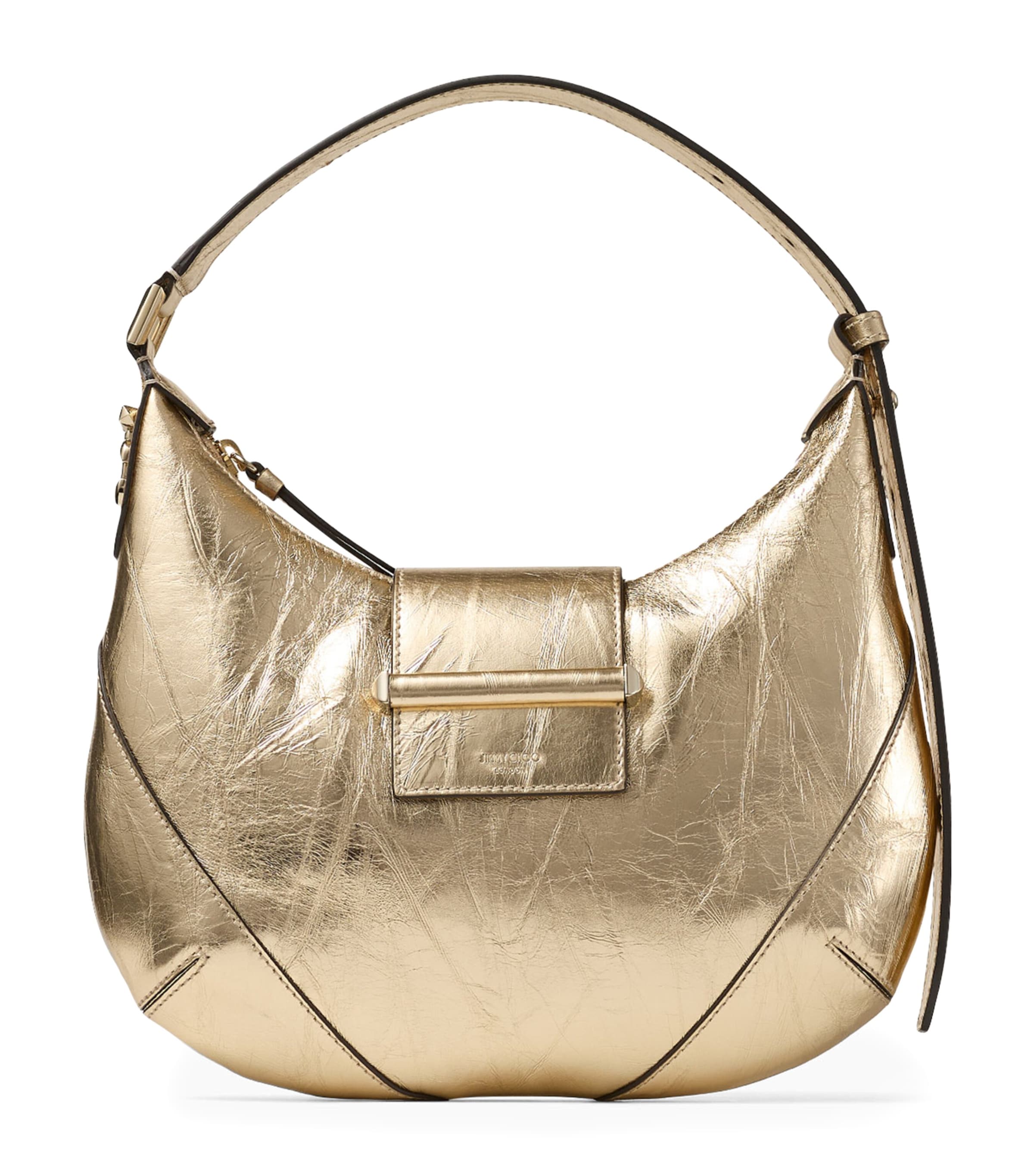Jimmy Choo Bar Small Metallic Leather Shoulder Bag In Gold