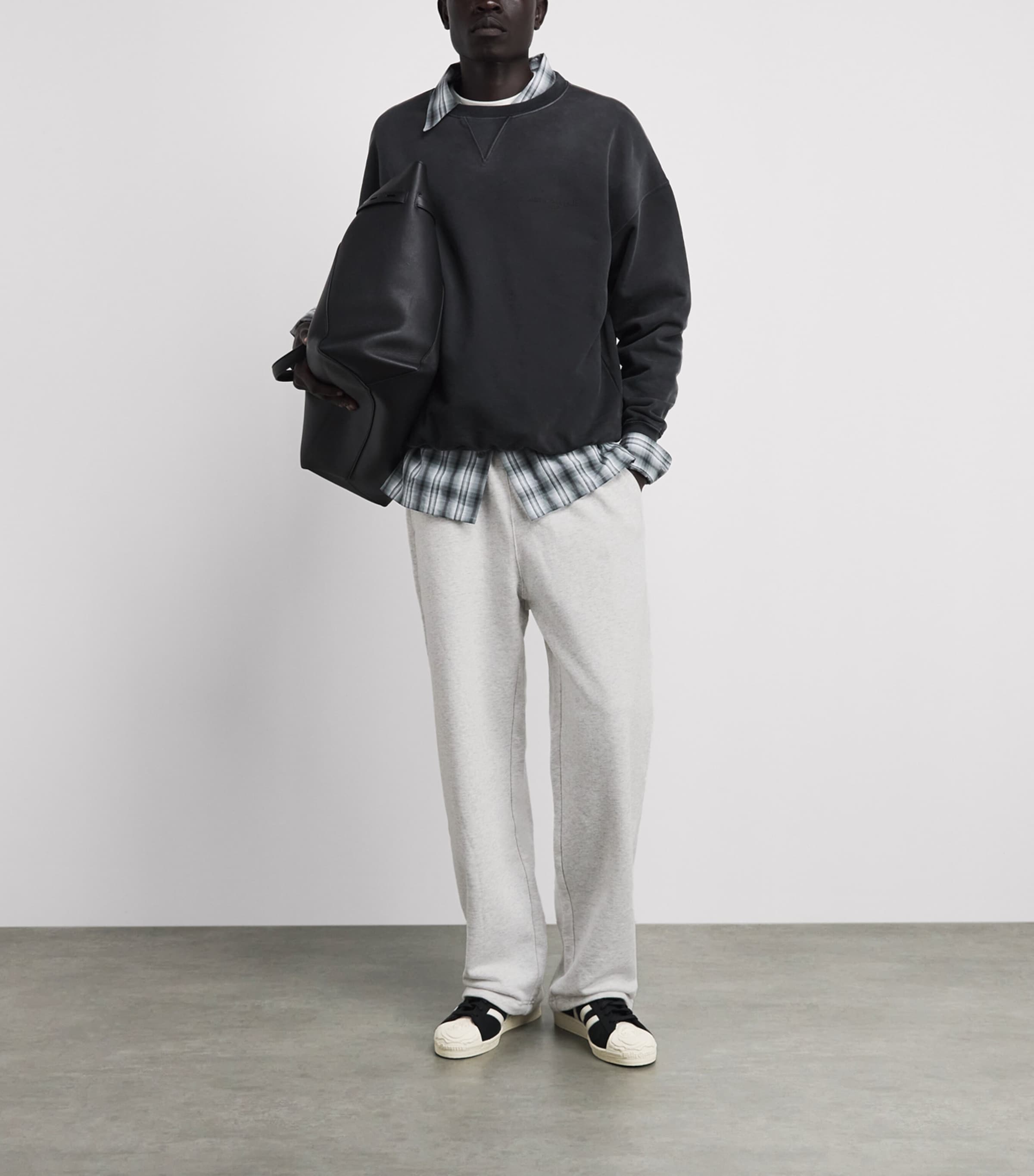 Cole Buxton Mens Cotton Uncuffed Sweatpants Light Grey Marl Image 2