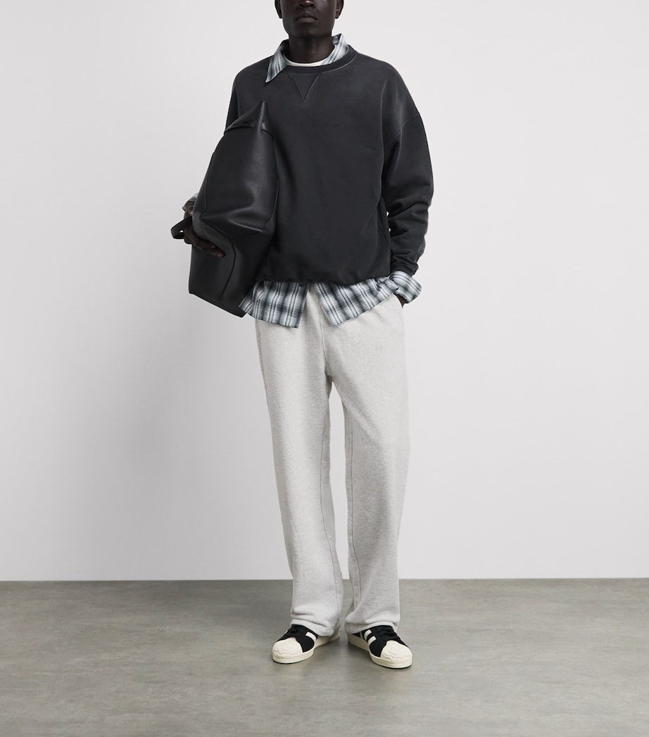 Cole Buxton Mens Cotton Uncuffed Sweatpants Light Grey Marl Image 2