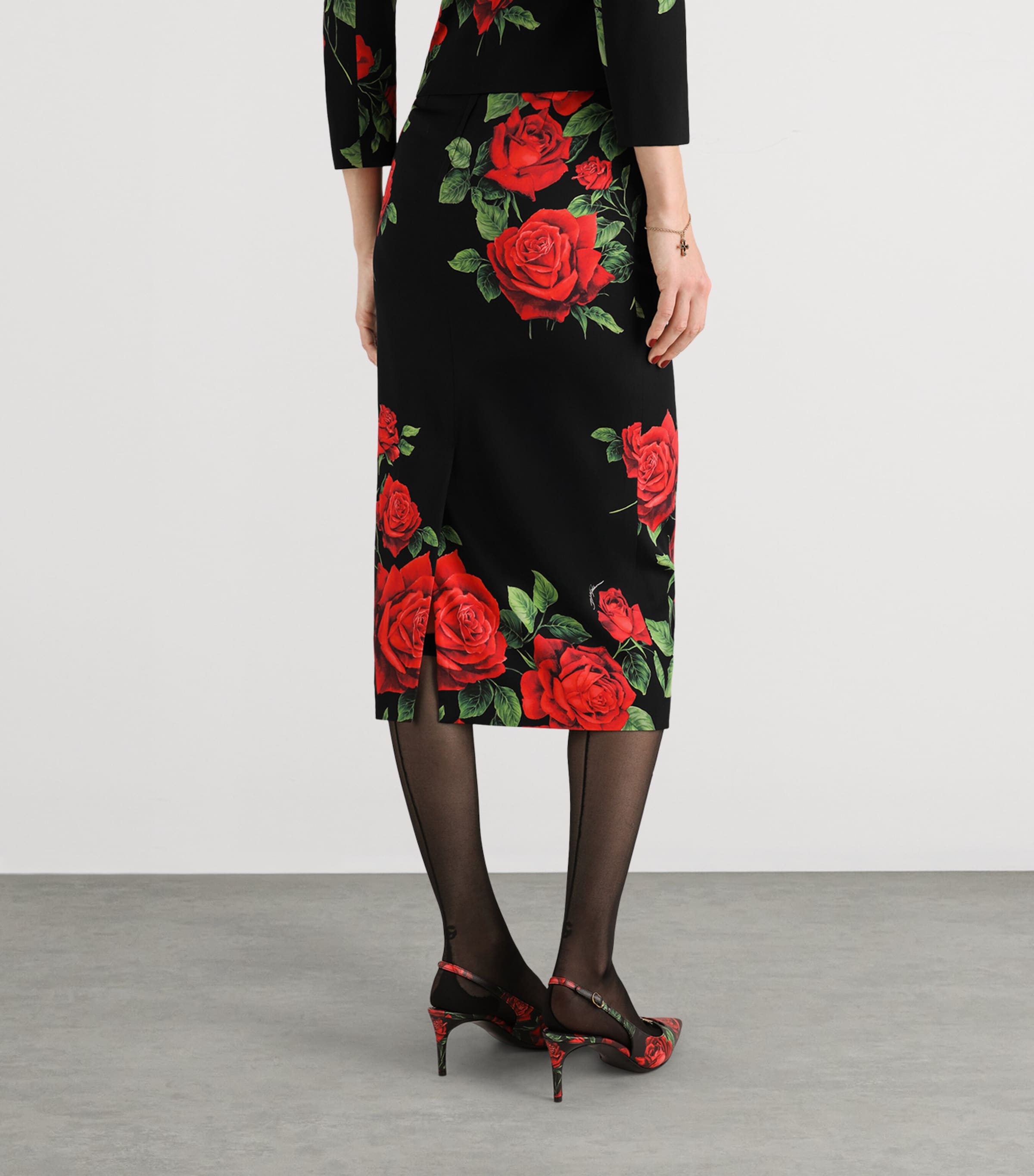 Dolce&Gabbana Womens Silk-Blend Floral Midi Skirt Rose Rosse F Image 4