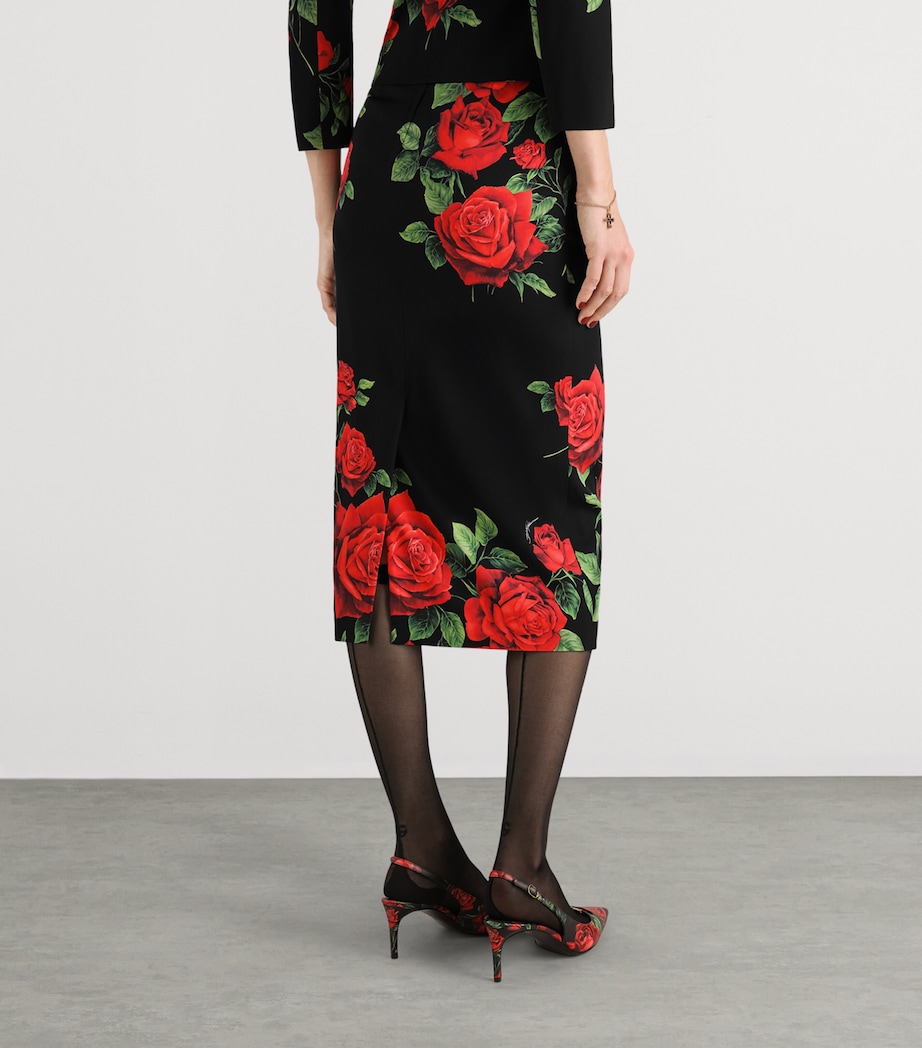 Dolce&Gabbana Womens Silk-Blend Floral Midi Skirt Rose Rosse F Image 4