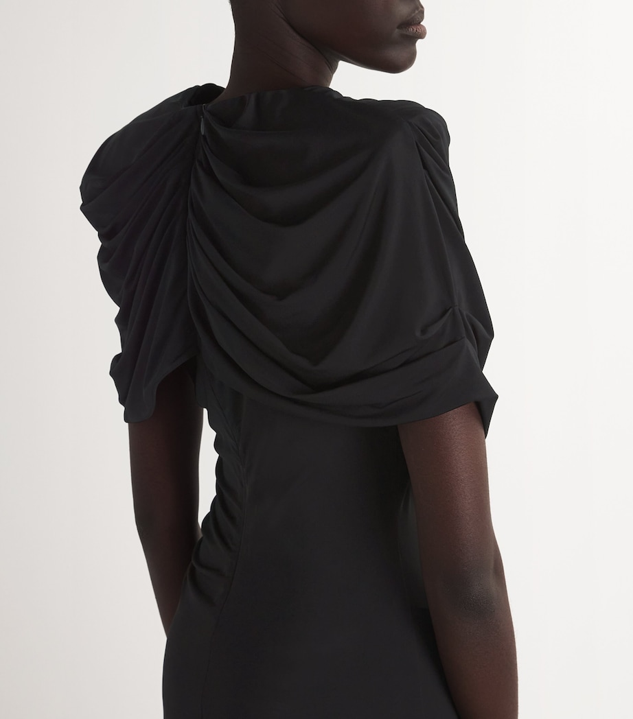 Jersey Draped Midi Dress 1000 BLACK Image 4