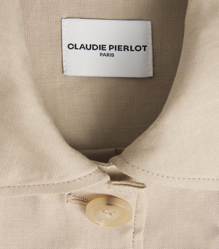 Claudie Pierlot Womens Linen-Blend Sleeveless Jacket Sand Image 6