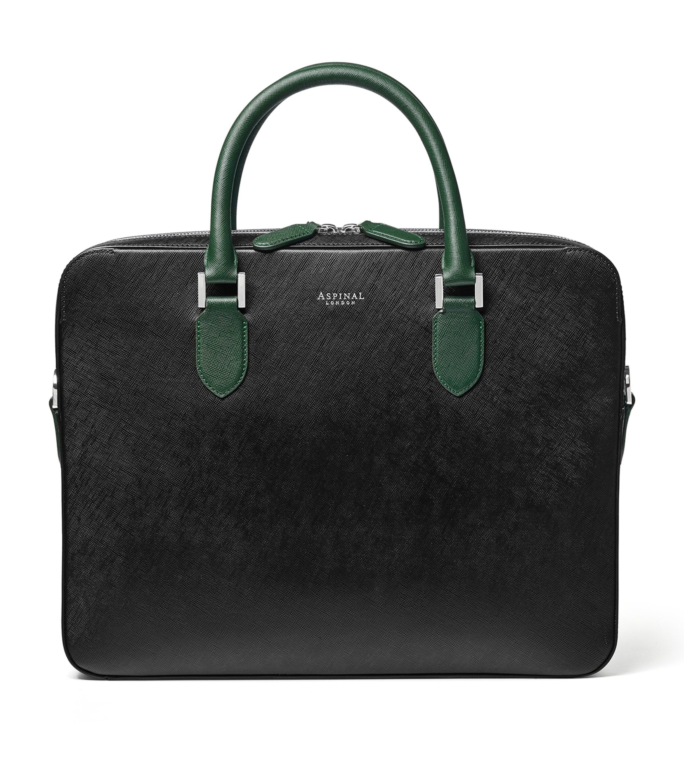 Slim Leather Shield Briefcase BLACK Image 7
