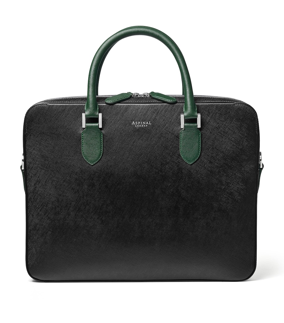 Slim Leather Shield Briefcase BLACK Image 7
