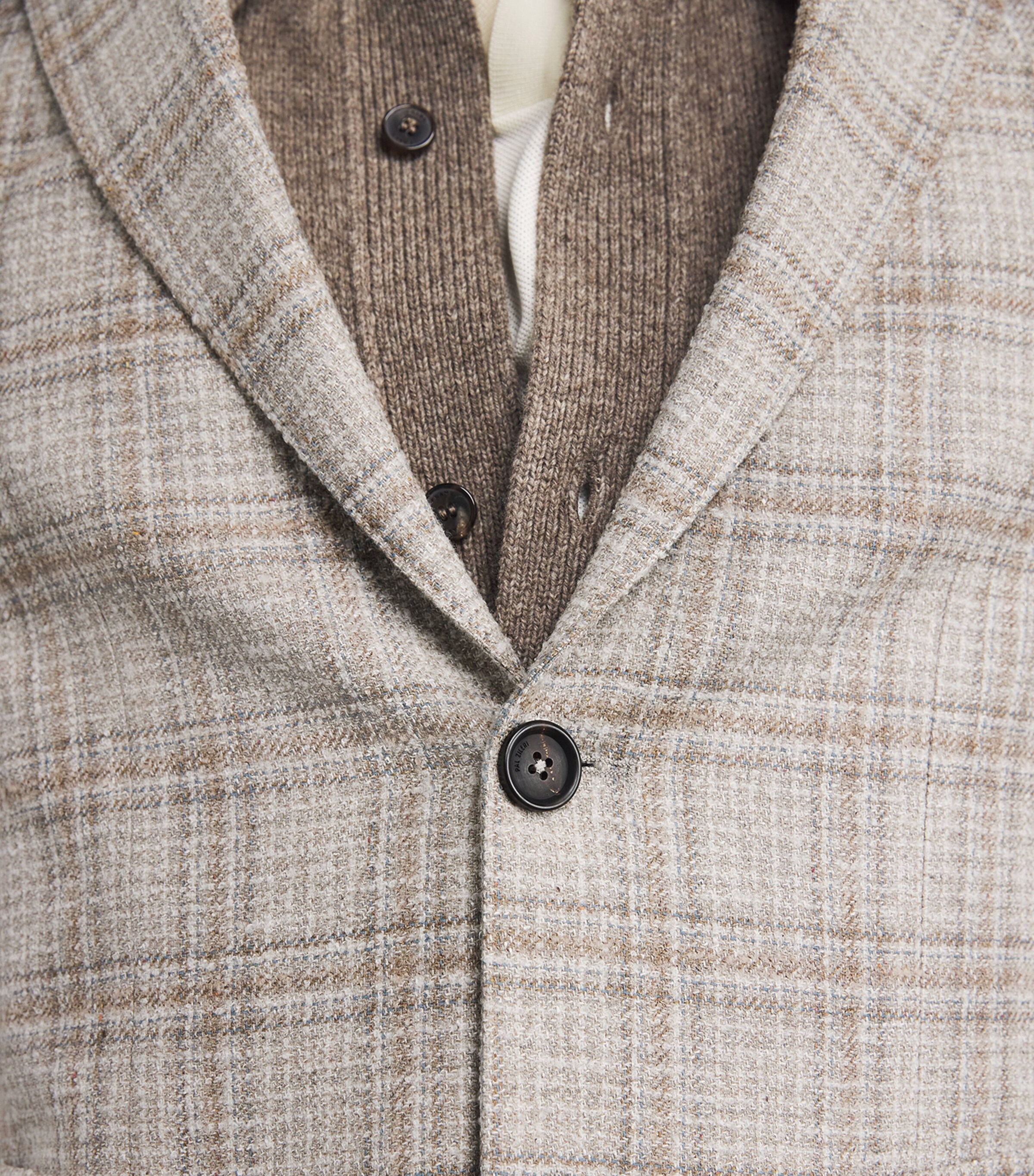 Pal Zileri Mens Wool-Silk-Blend Brera Blazer Natural Image 7
