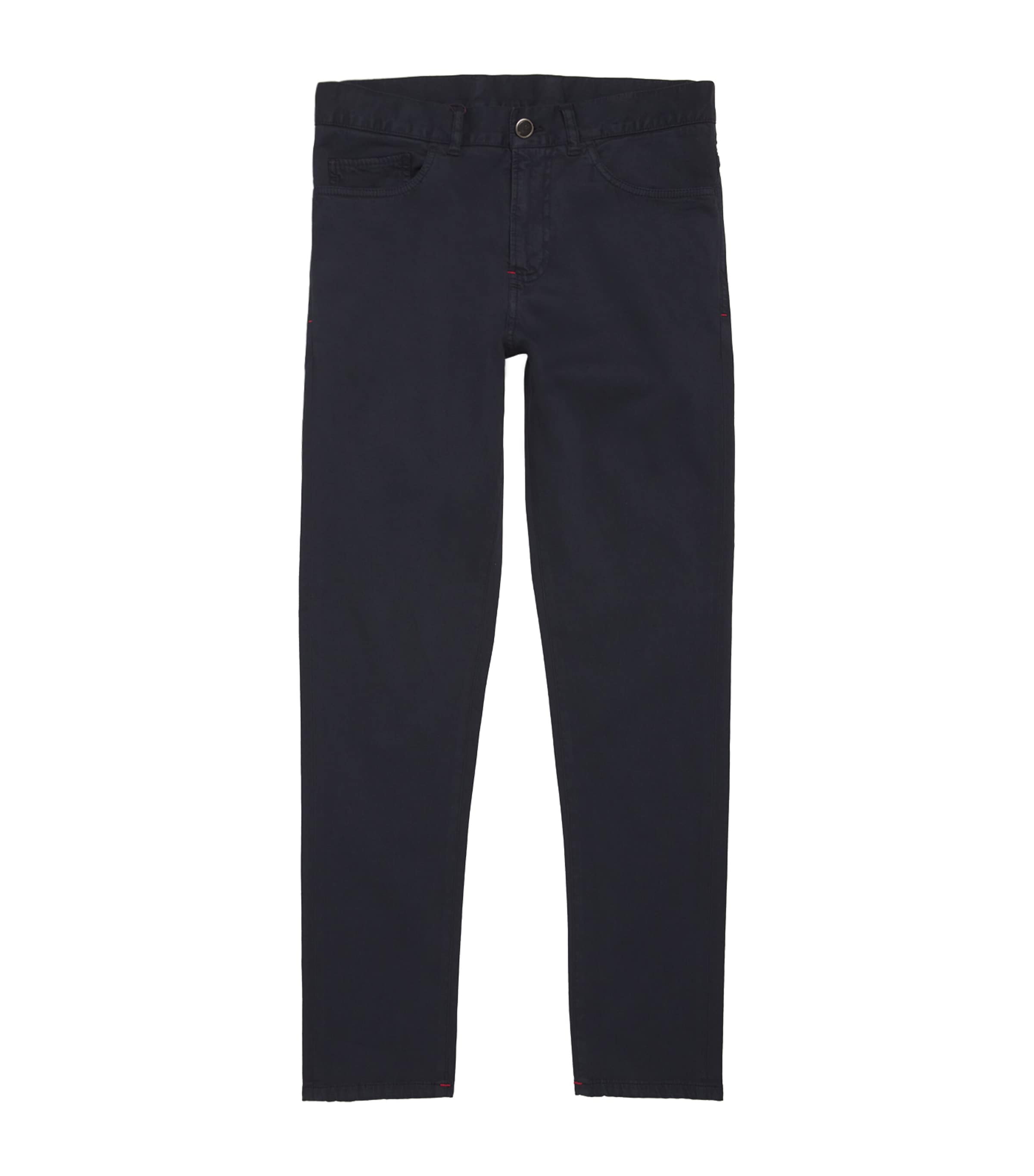 Isaia Cotton-blend Chinos In Navy