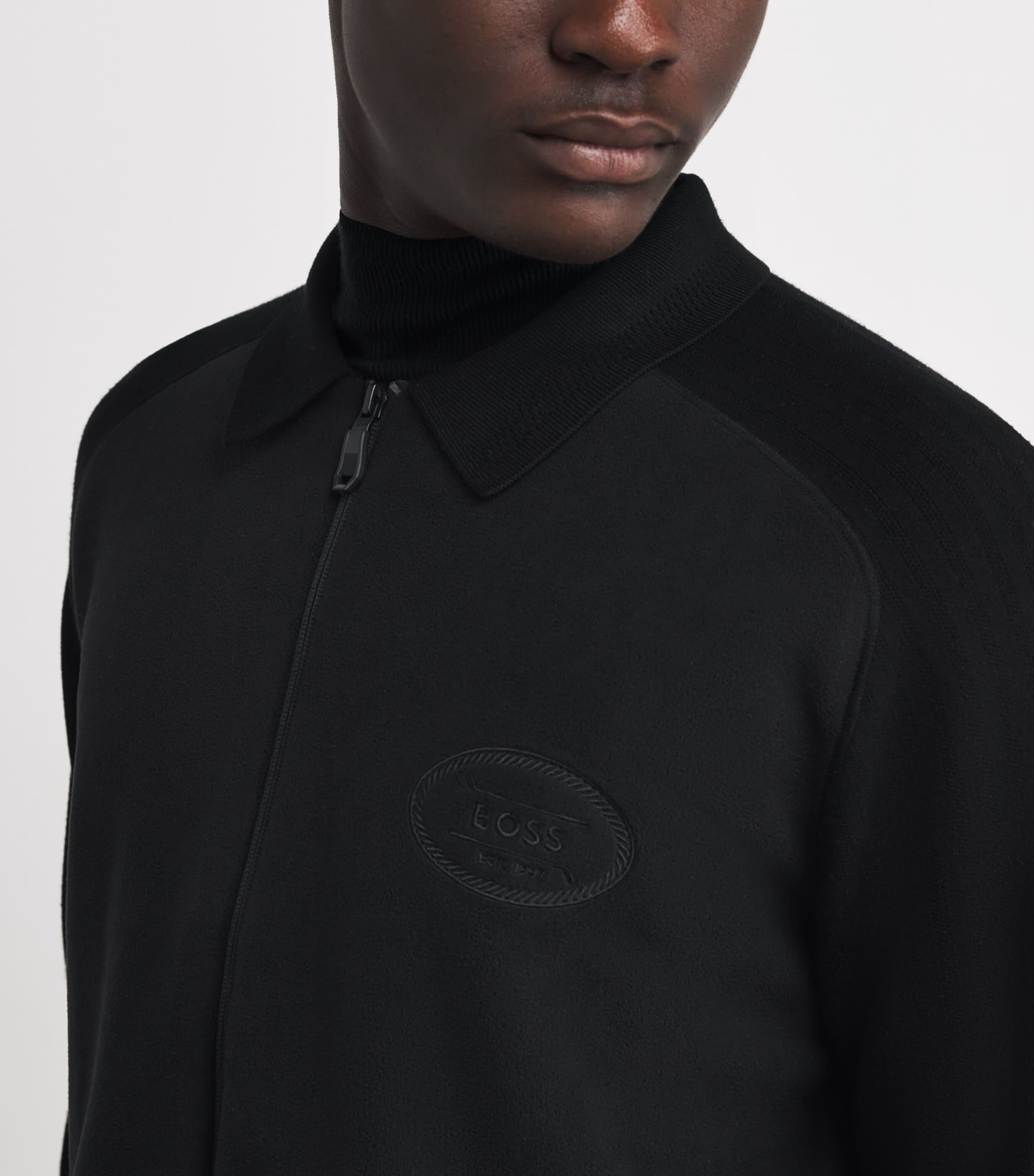 Fleece Logo Polo Jacket 001BLACK Image 6