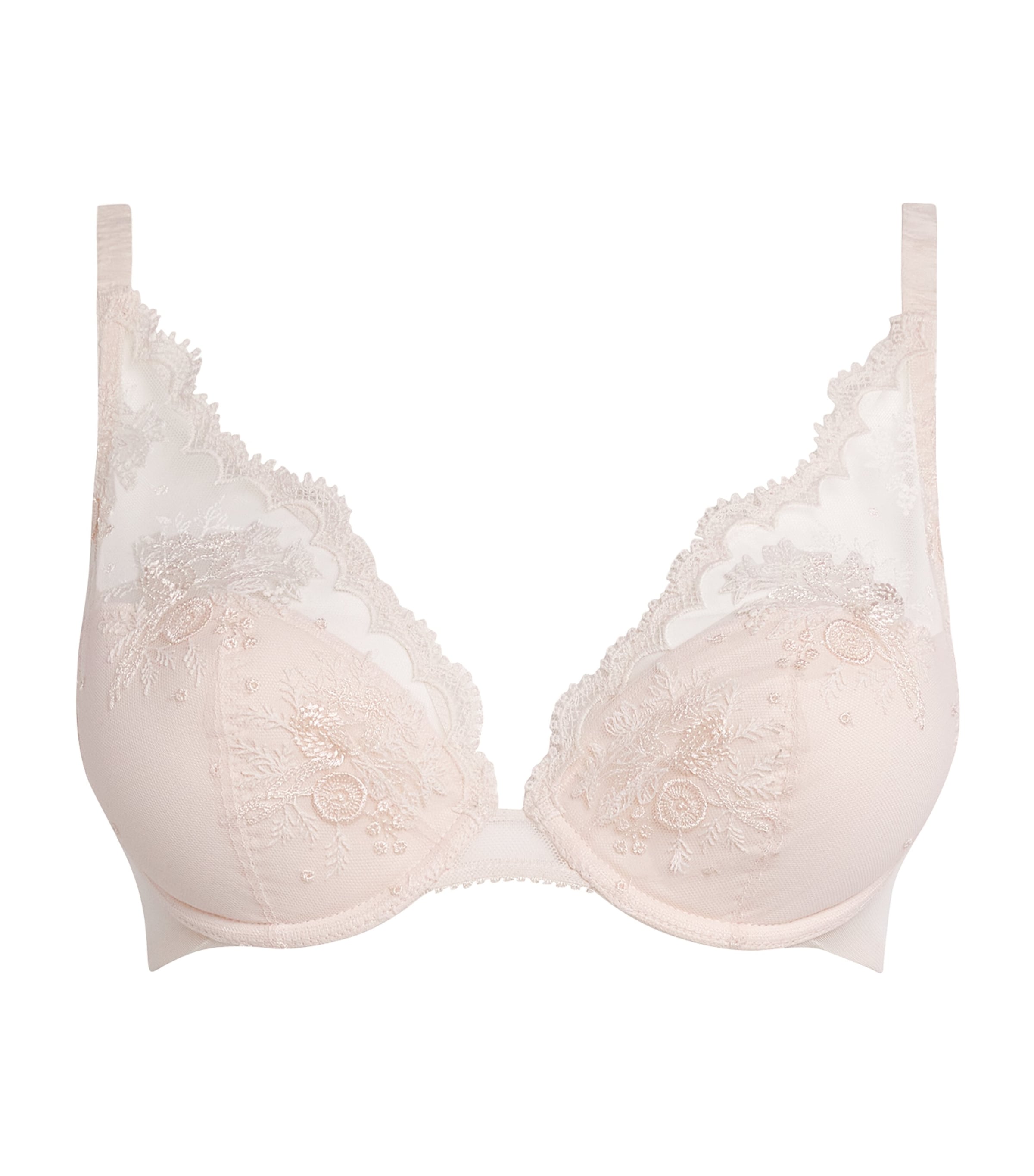 Simone Perele Womens Lace Intrigue Plunge Push-Up Bra Rose Sakura Image 1